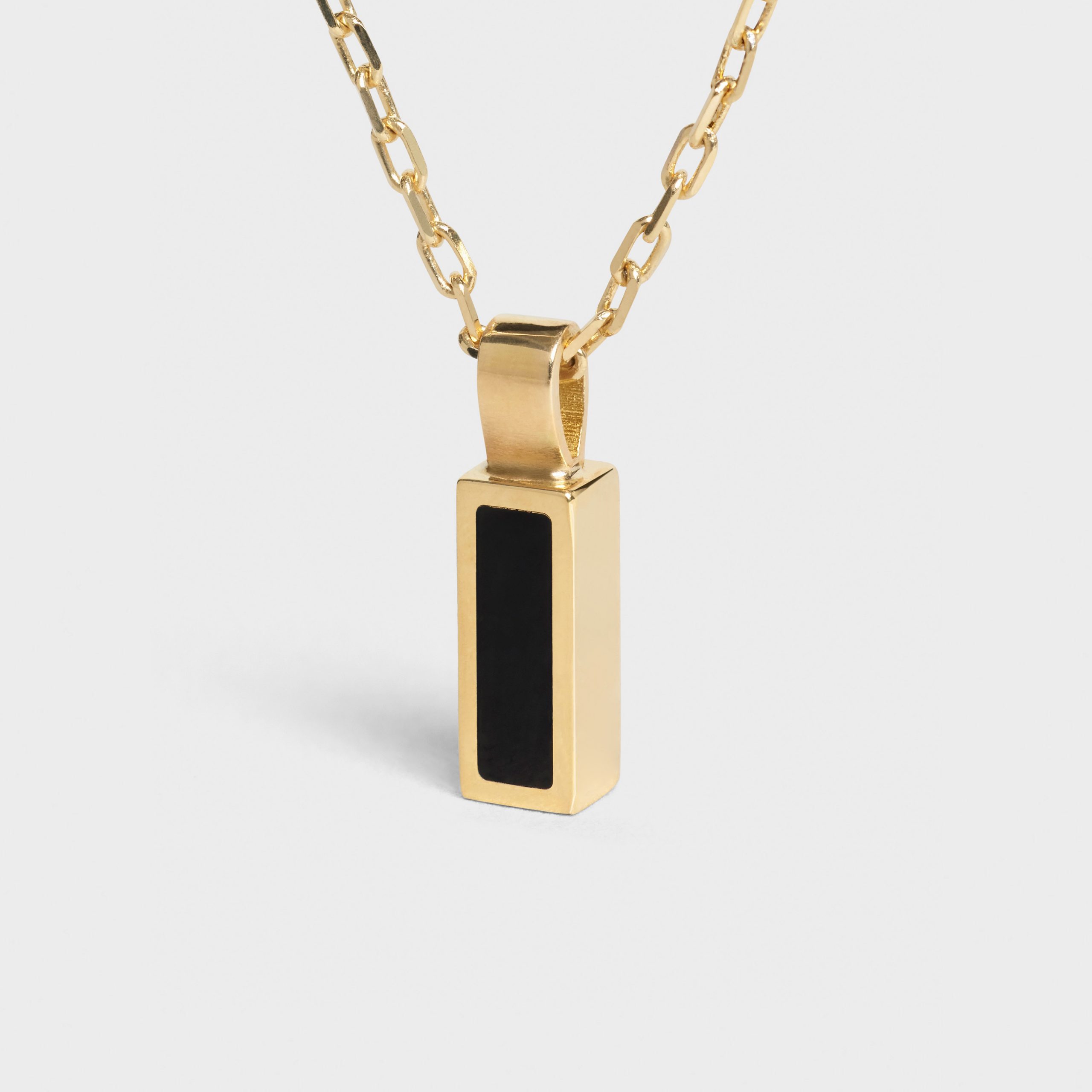 Celine Celine Sentimental Baguette Necklace In Yellow Gold And Onyx – Yellow Gold And Black – 46P266GYO.37YB