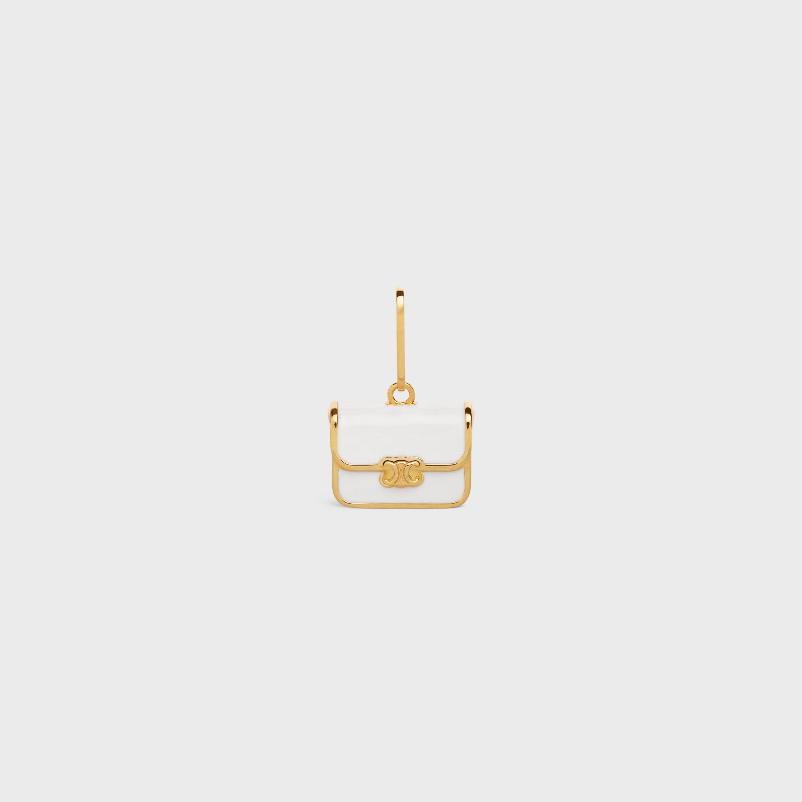 Celine Celine Separables Triomphe Bag Pendant In Brass With Gold Finish And White Enamel – Gold / White – 46Y056BRE.35OH