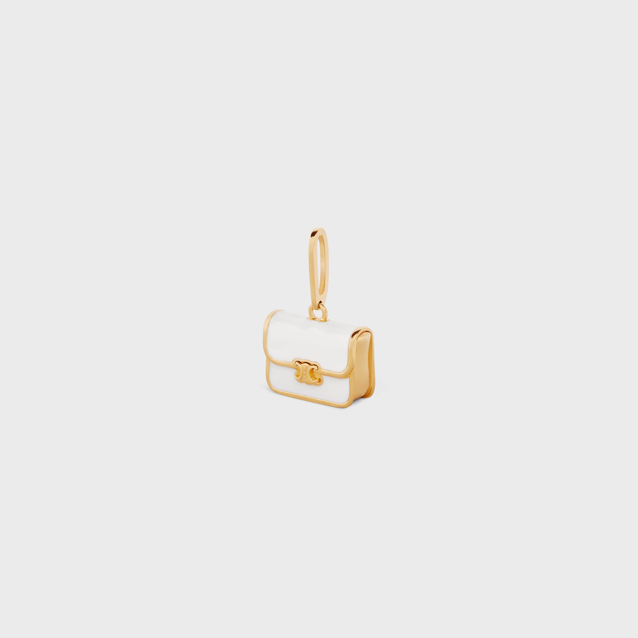 Celine Celine Separables Triomphe Bag Pendant In Brass With Gold Finish And White Enamel – Gold / White – 46Y056BRE.35OH