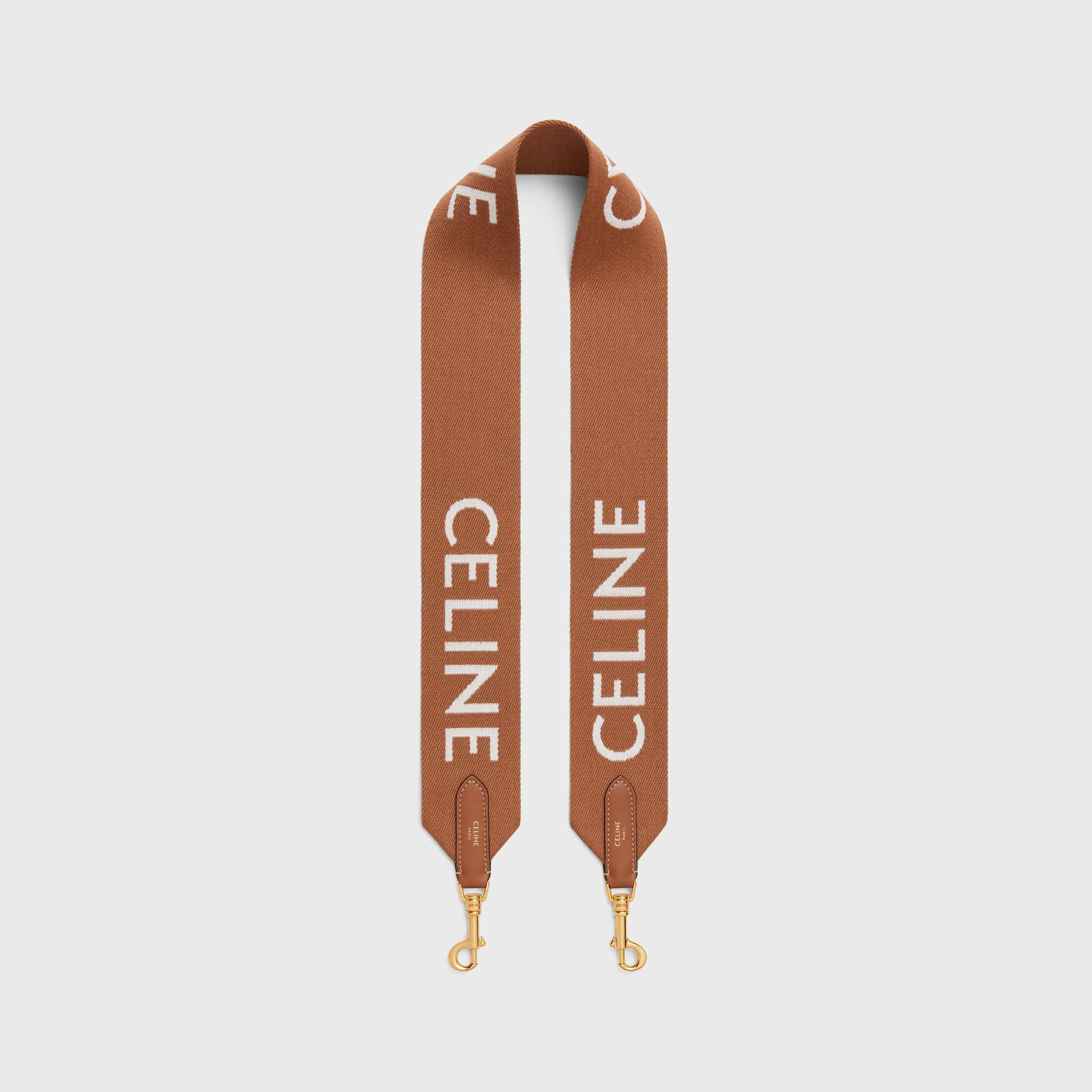 Celine Long Strap In Wool With Celine Jacquard – Tan/white – 49S012AEP.04LV