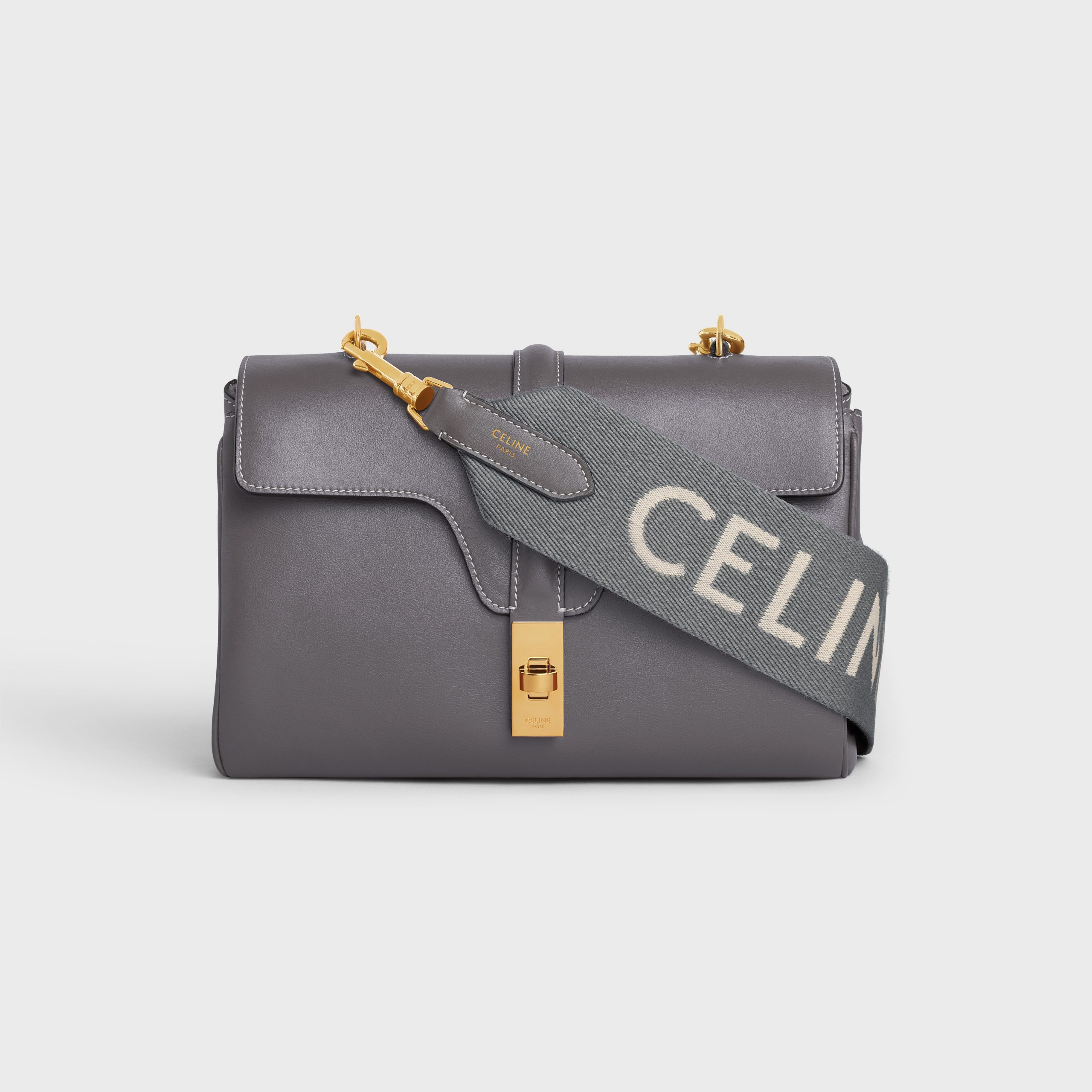 Celine Long Strap In Wool With Celine Jacquard – Grey / White – 49S012AEP.09GW