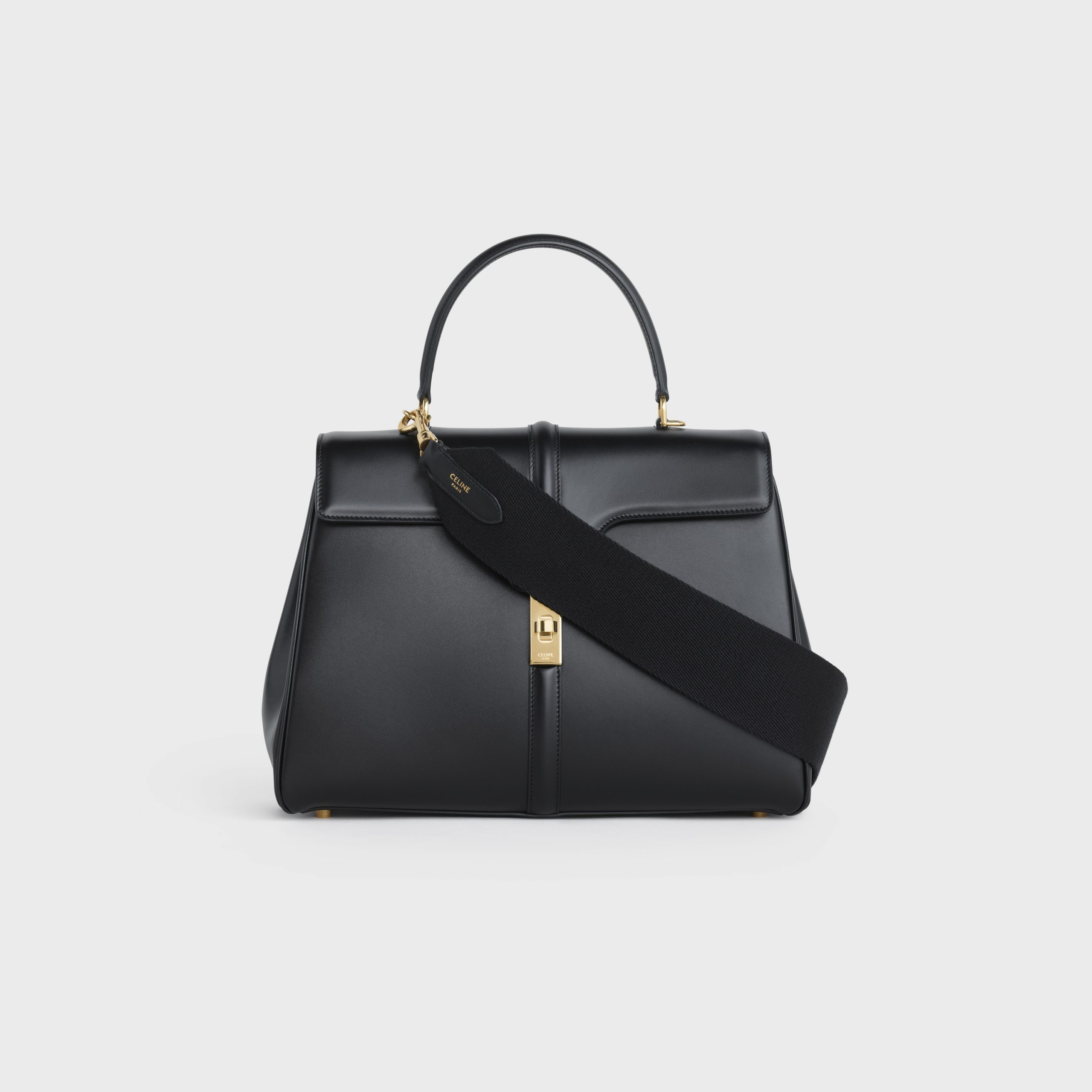 Celine Short Strap In Textile And Calfskin – Black – 49S022ADB.38NO