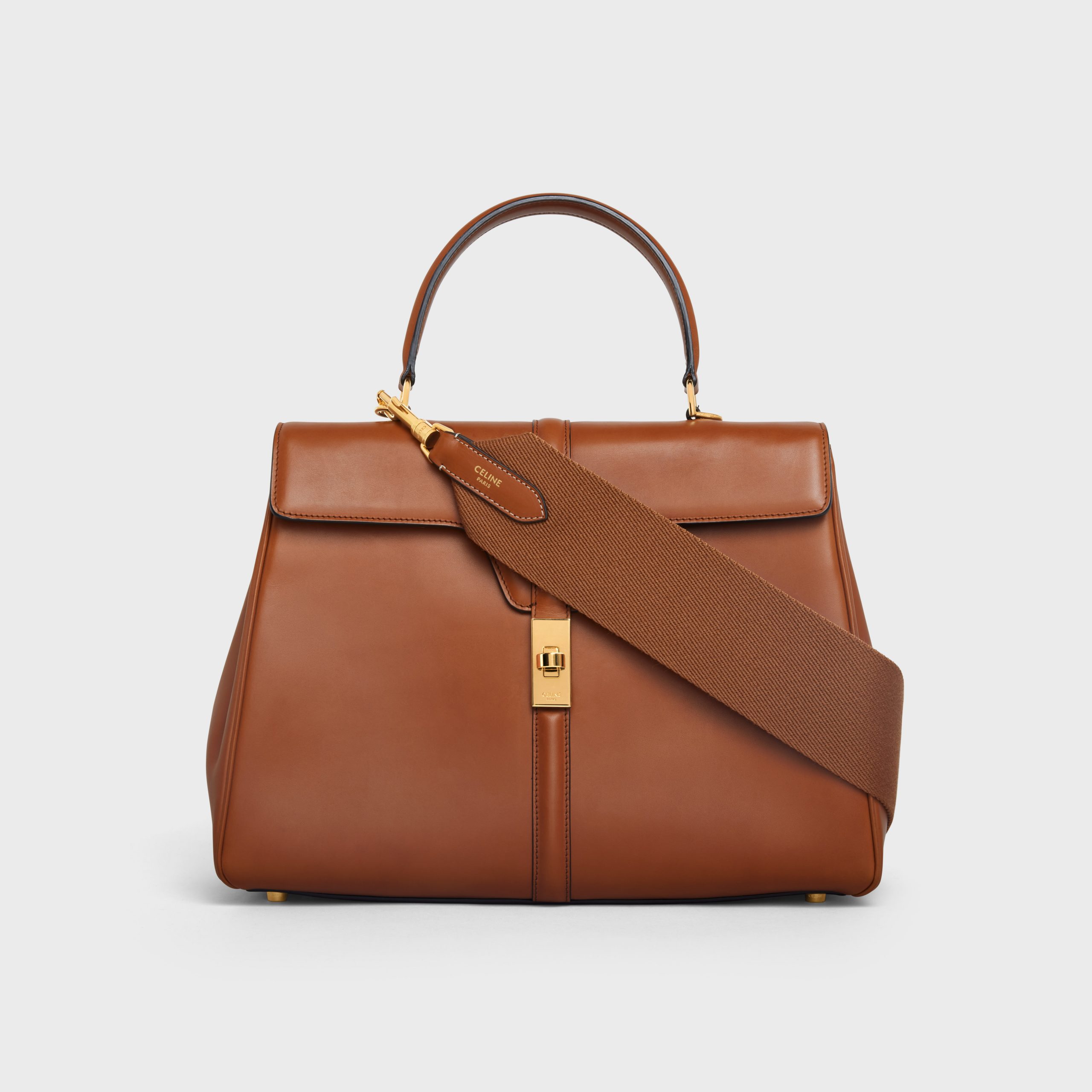 Celine Short Strap In Textile And Calfskin – Tan – 49S022AEM.04LU