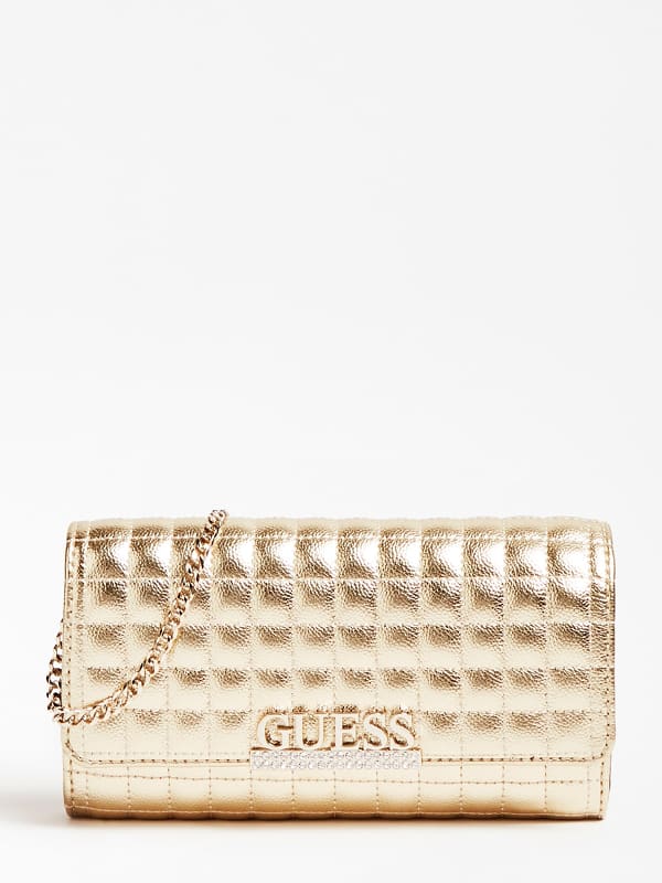 Guess Matrix Laminated Quilted Clutch Gold (HWMG7753710)