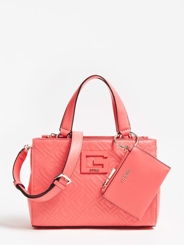 Guess Janay Quilted Mini Shoulder Bag Pink (HWQG7738050)