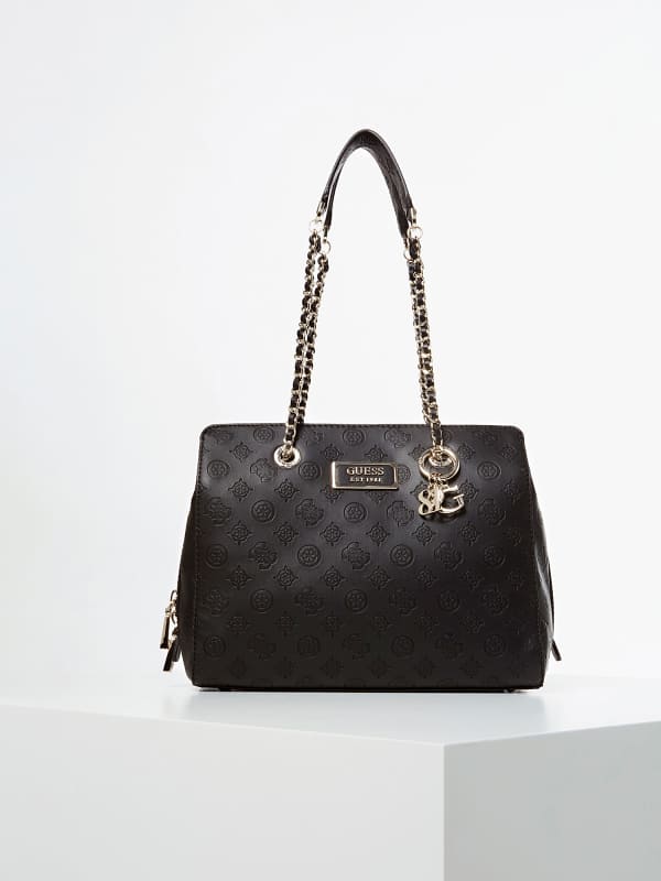 Guess Logo Love Debossed 4G Peony Shoulder Bag Black (HWSG7662090)