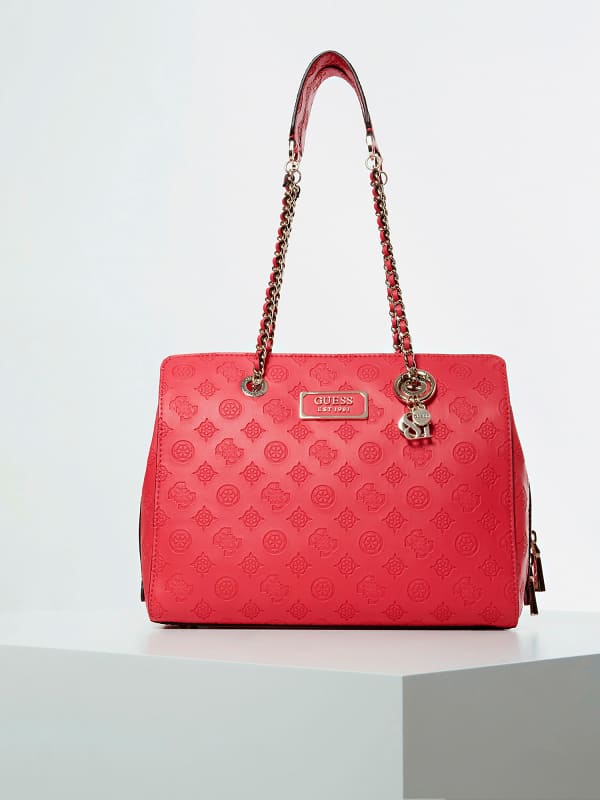 Guess Logo Love Debossed 4G Peony Shoulder Bag Pink (HWSG7662090)