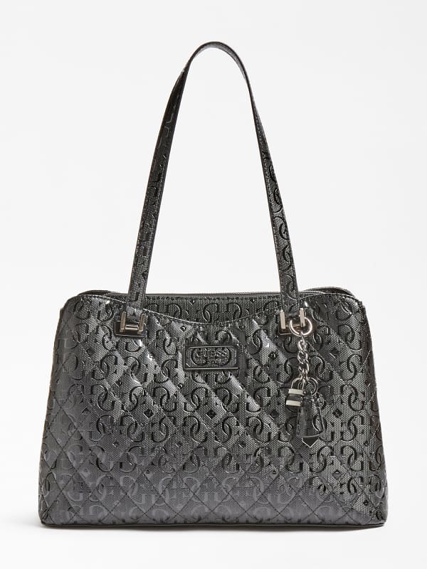 Guess Lola Glossy Logo Maxi Handbag Black (HWSM7874090)