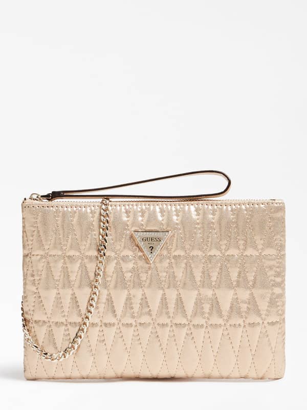Guess Pixi Laminated Quilted Clutch Gold (HWVG7884690)
