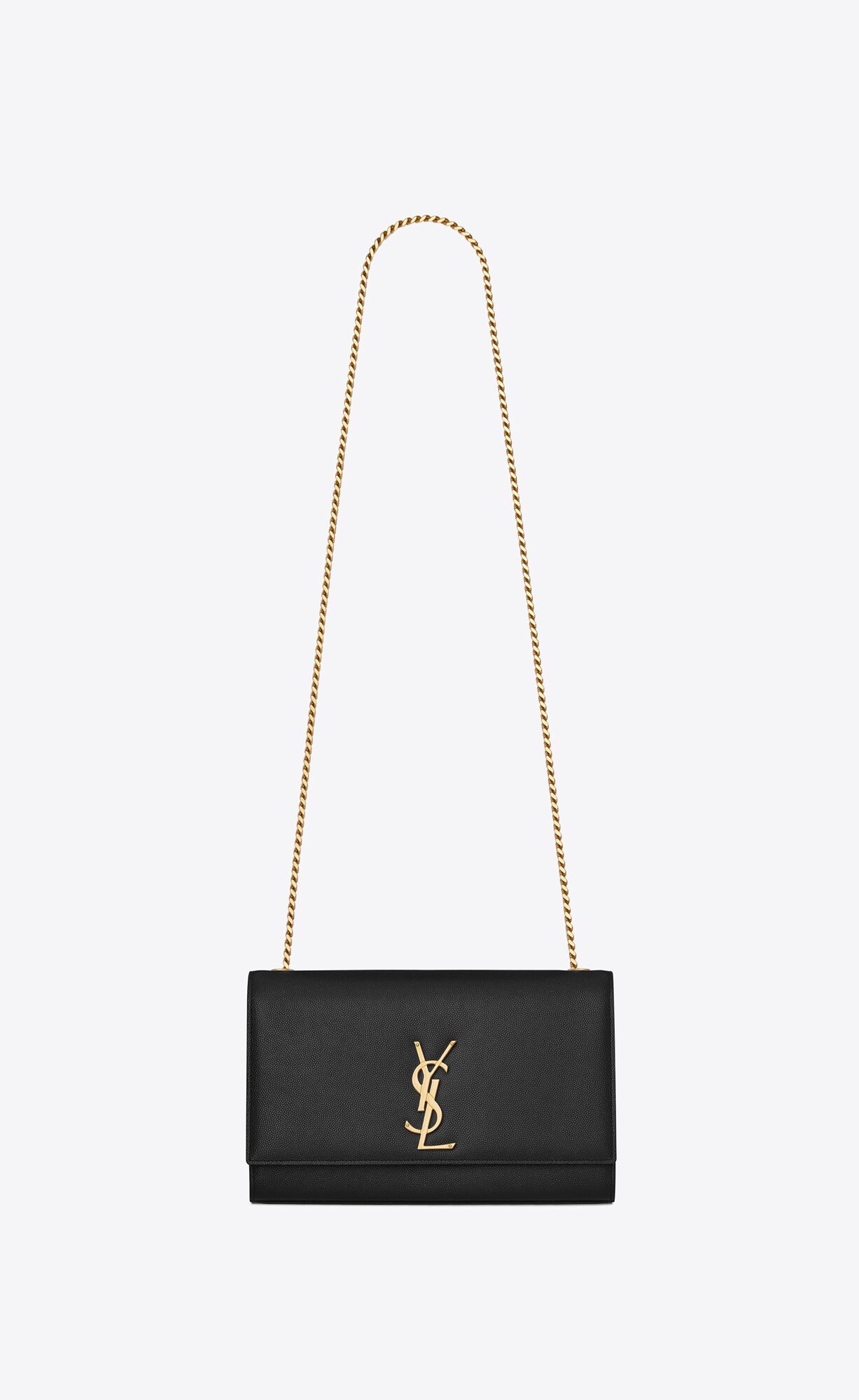 Saint Laurent Kate Medium Chain Bag In Grain De Poudre Embossed Leather – Black – 364021BOW0J1000