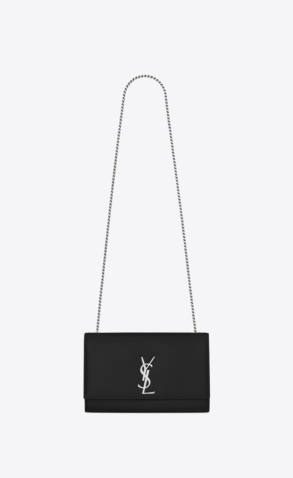 Saint Laurent Kate Medium Chain Bag In Grain De Poudre Embossed Leather – Black – 364021BOW0N1000