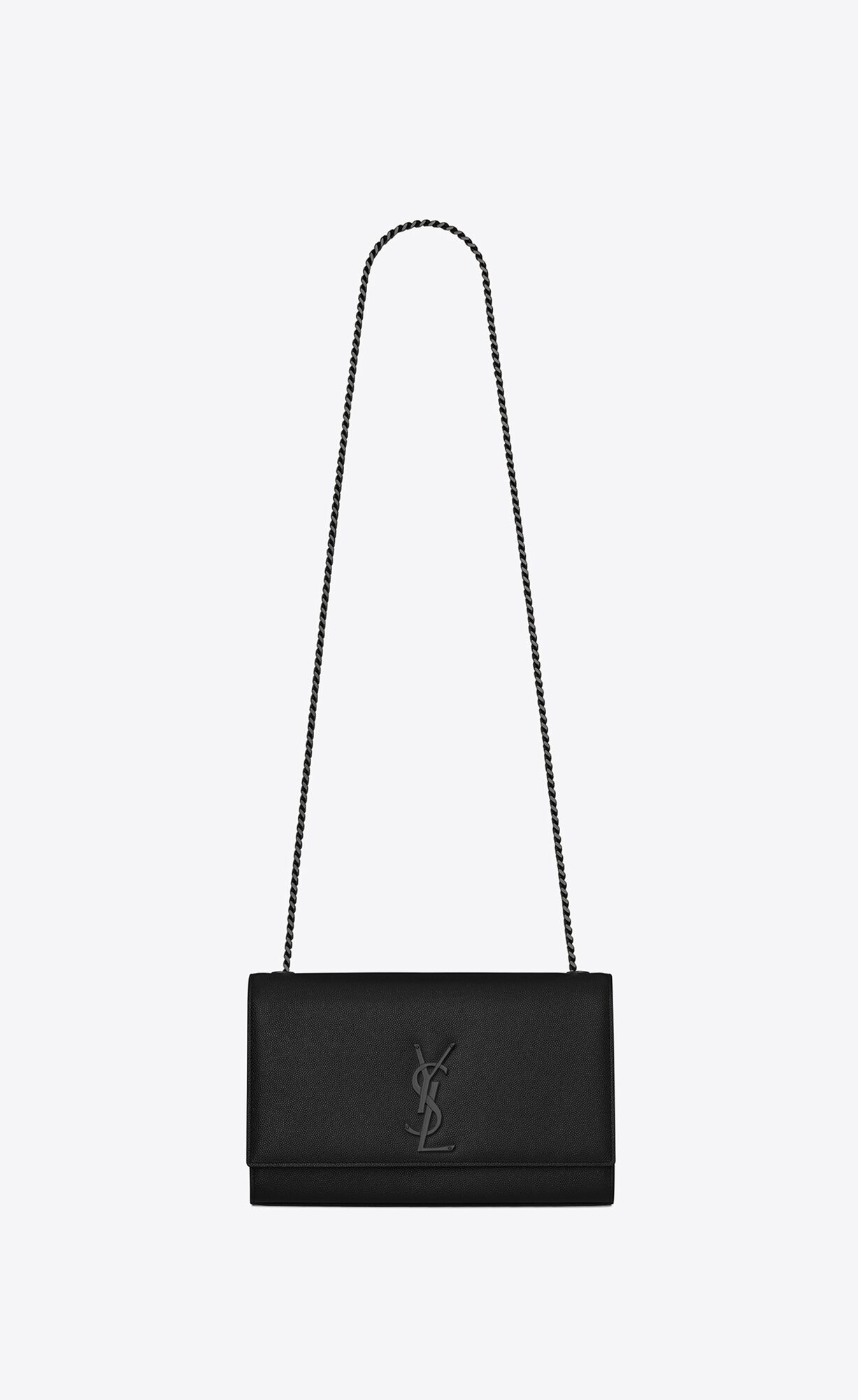 Saint Laurent Kate Medium Chain Bag In Grain De Poudre Embossed Leather – Black – 364021BOW0U1000