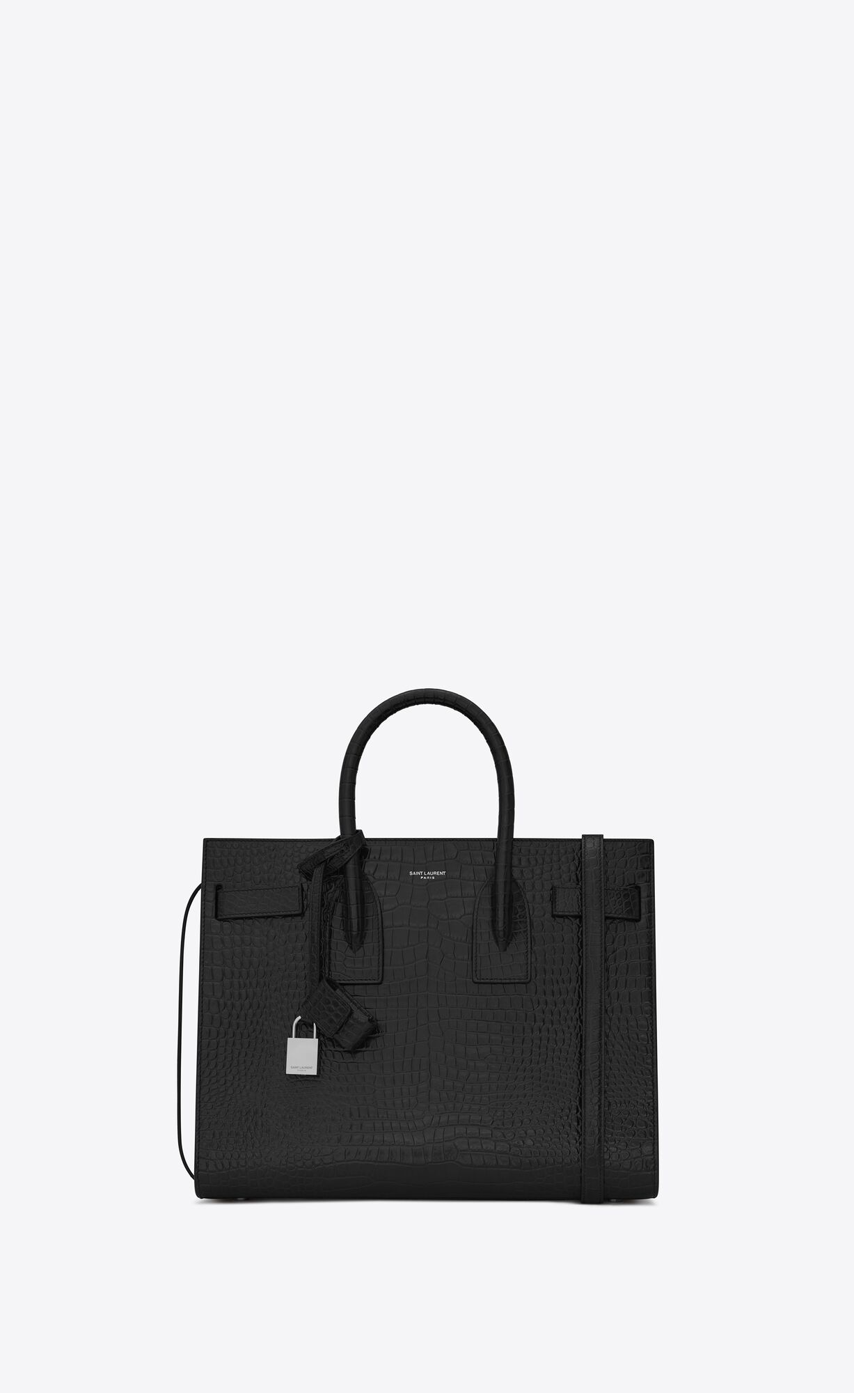 Saint Laurent Classic Sac De Jour Small In Embossed Crocodile Shiny Leather – Black – 378299DND1N1000