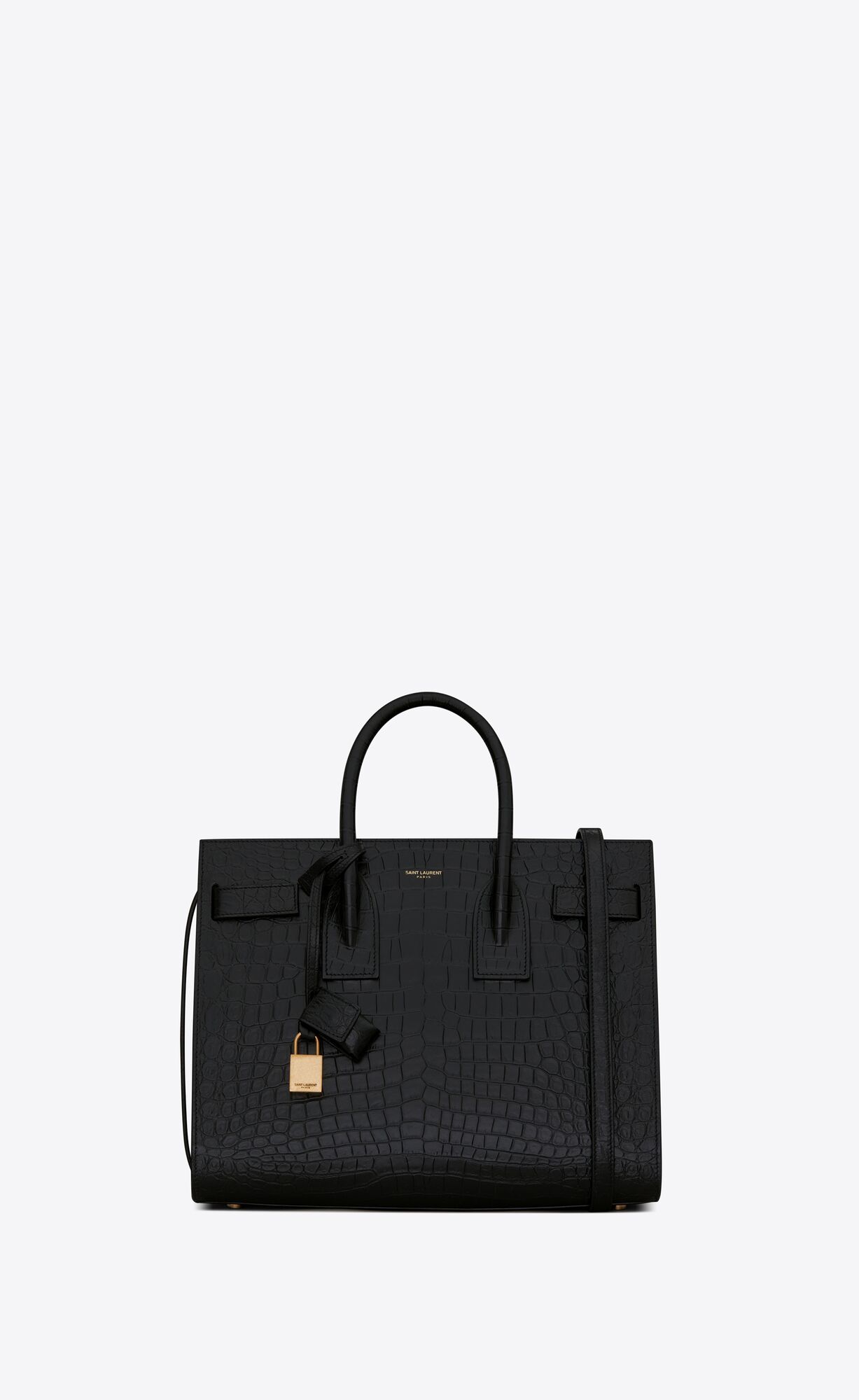 Saint Laurent Classic Sac De Jour Small In Crocodile Embossed Matte Leather – Black – 378299DZEAW1000