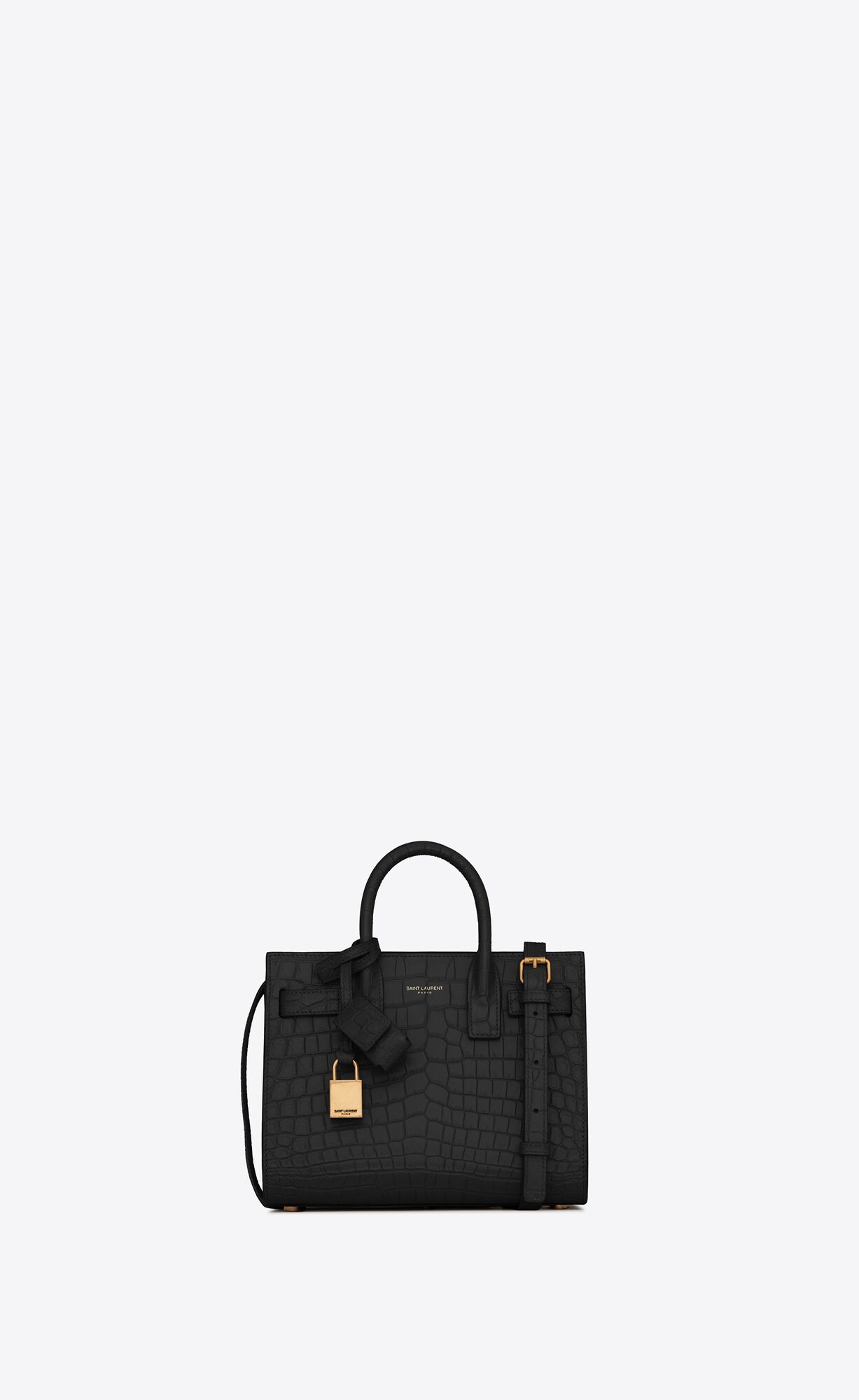 Saint Laurent Classic Sac De Jour Nano In Crocodile Embossed Matte Leather – Black – 392035DZEAW1000