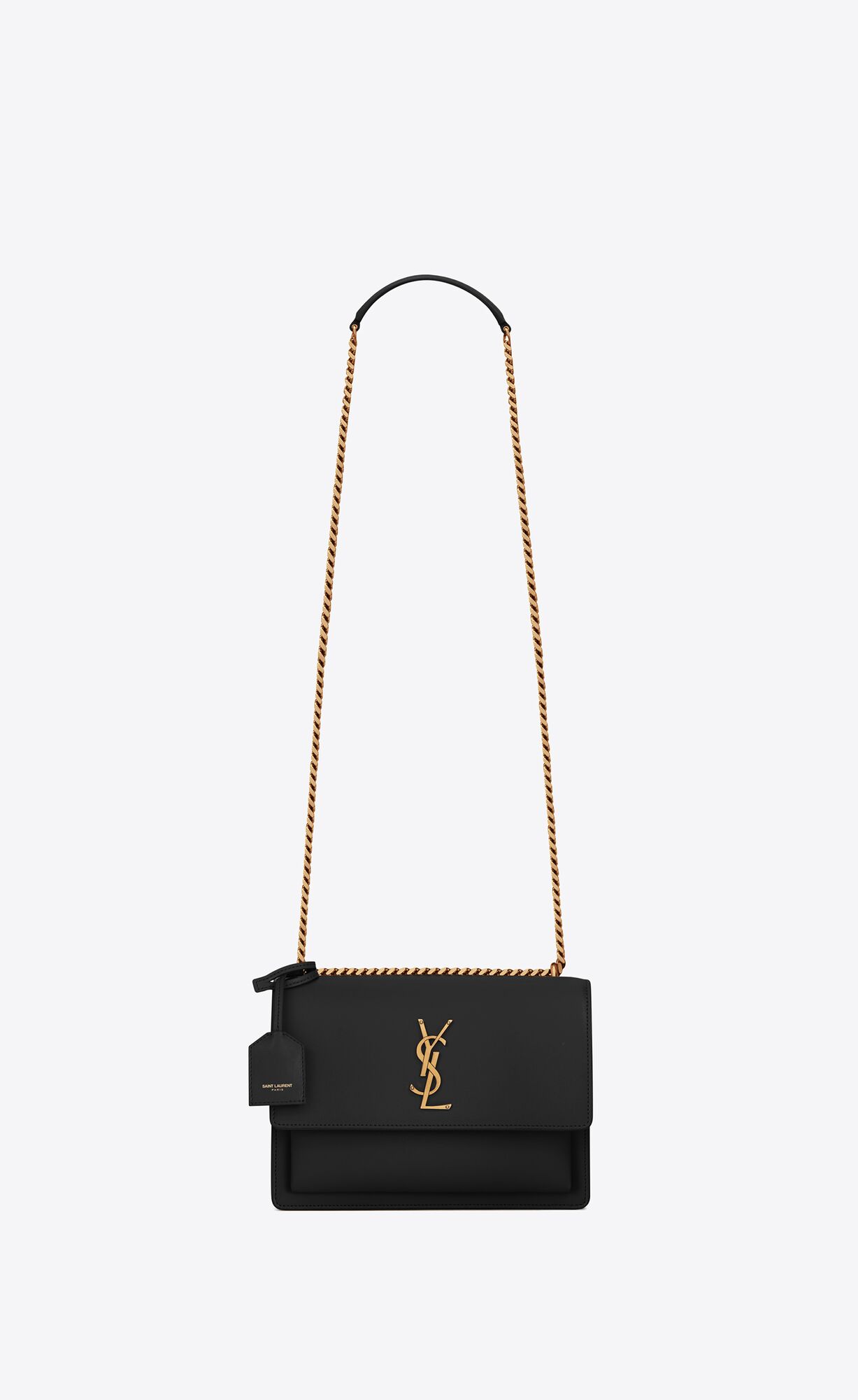 Saint Laurent Sunset Medium Chain Bag In Smooth Leather – Noir – 442906D420W1000