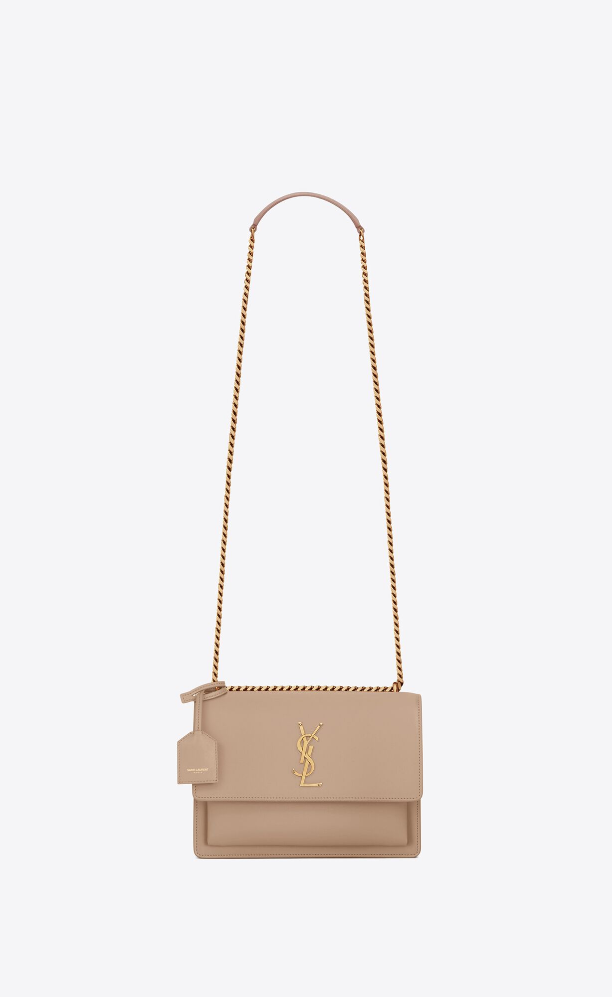 Saint Laurent Sunset Medium Chain Bag In Smooth Leather – Dark Beige – 442906D420W2721