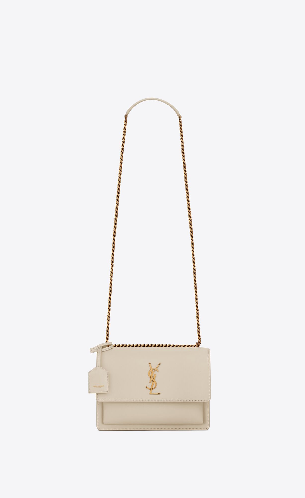 Saint Laurent Sunset Medium Chain Bag In Smooth Leather – Blanc Vintage – 442906D420W9207