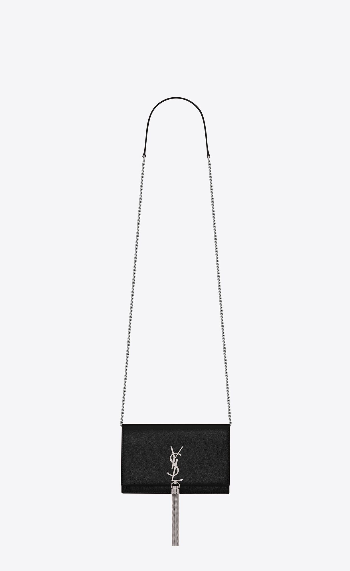 Saint Laurent Kate Chain Wallet With Tassel In Grain De Poudre Embossed Leather – Black – 452159BOW0N1000