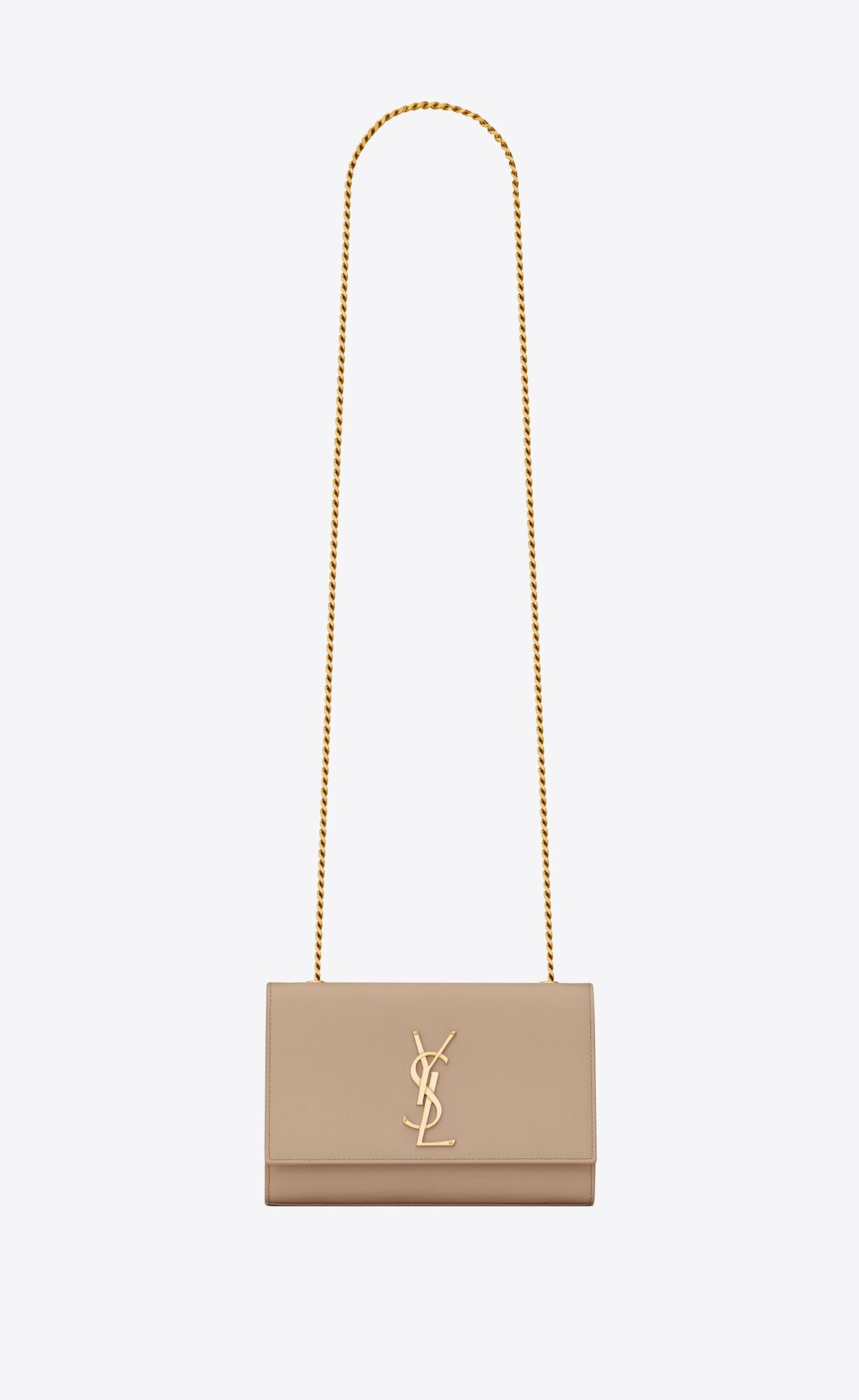 Saint Laurent Kate Small Chain Bag In Grain De Poudre-embossed Leather – Dark Beige – 469390BOW012721