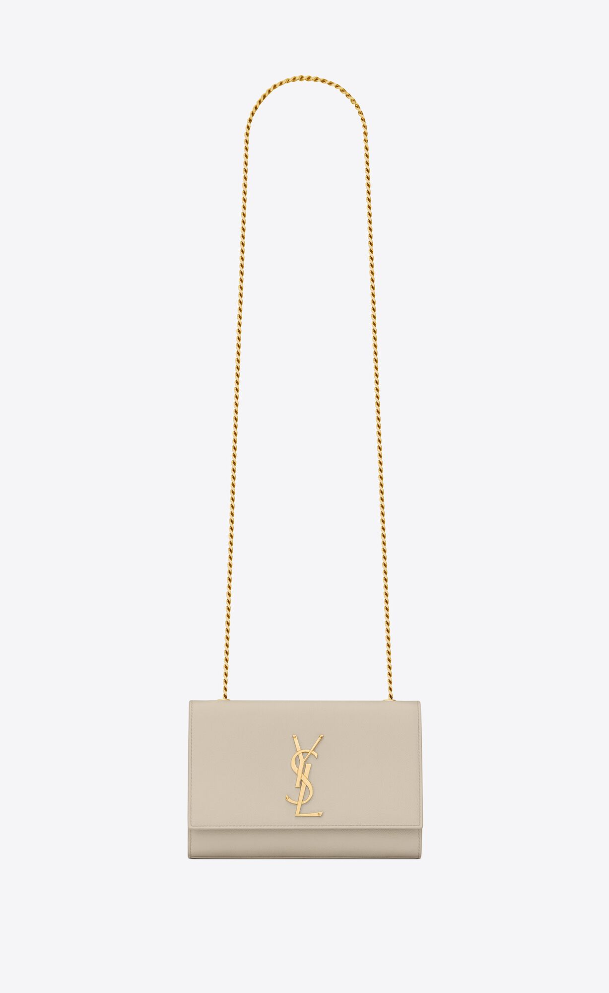 Saint Laurent Kate Small Chain Bag In Grain De Poudre Embossed Leather – Blanc Vintage – 469390BOW0J9207