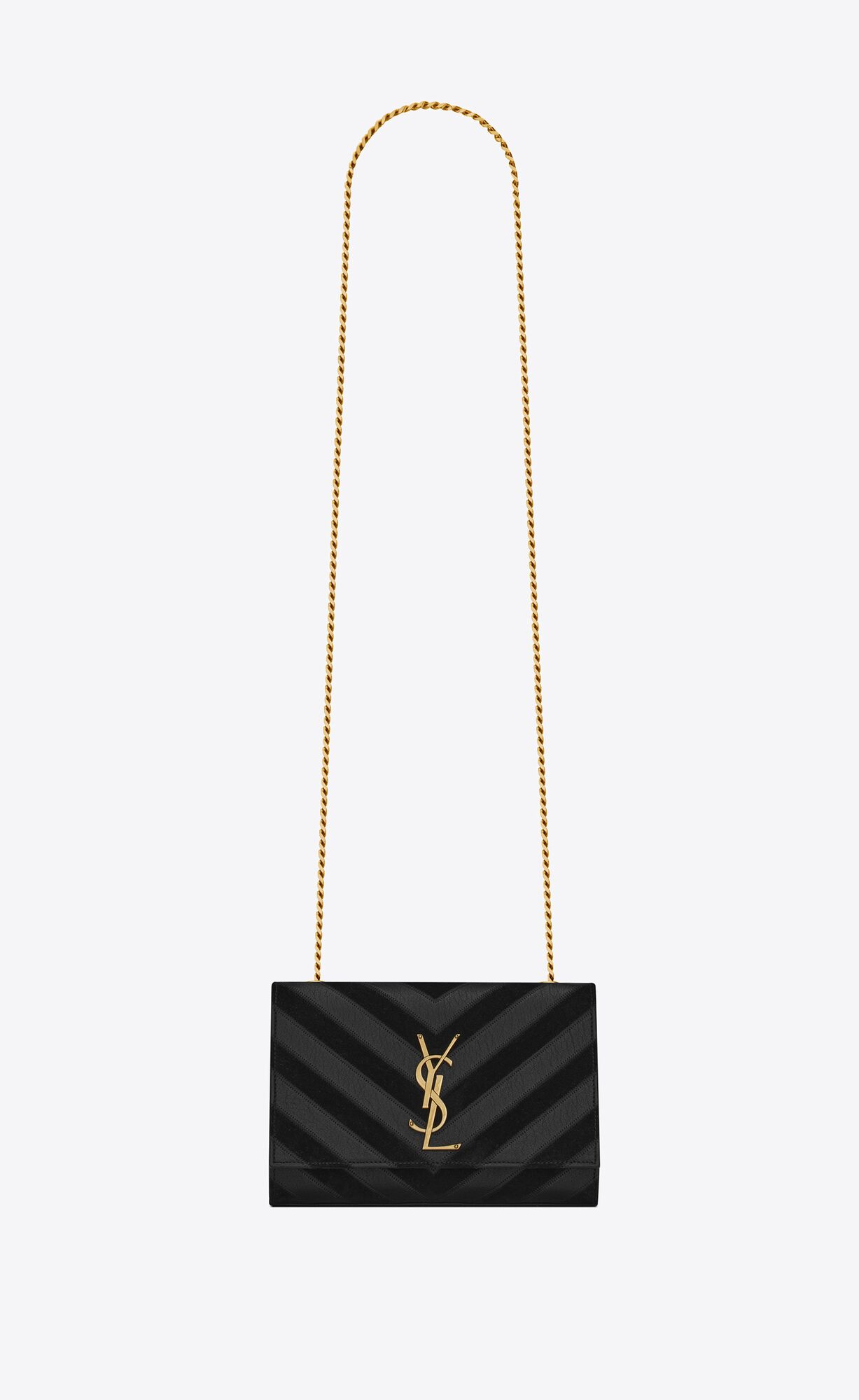 Saint Laurent Kate Small Chain Bag In Quilted Leather And Suede – Black – 4712860JJN71000