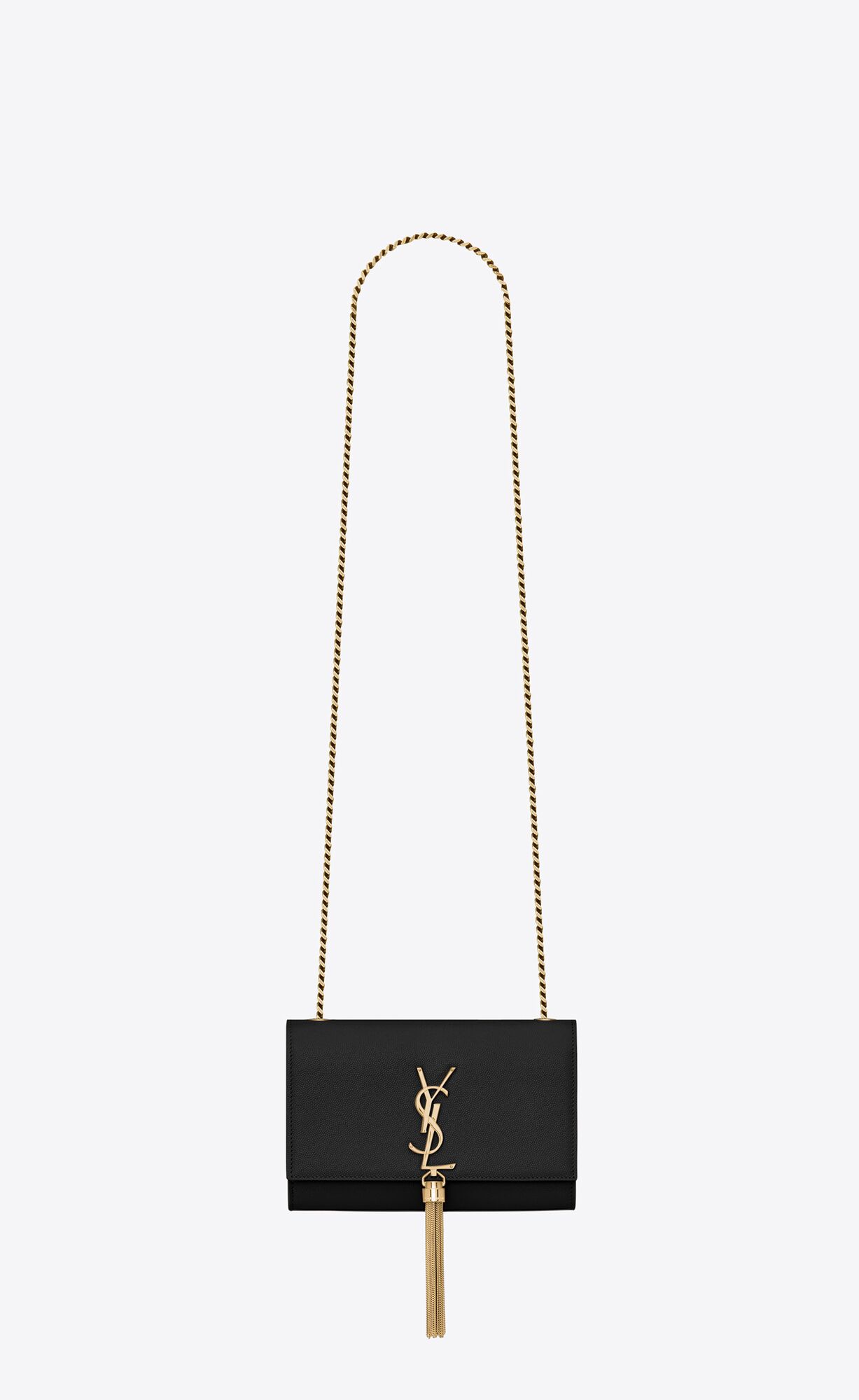 Saint Laurent Kate Small Chain Bag With Tassel In Grain De Poudre Embossed Leather – Black – 474366BOW0J1000