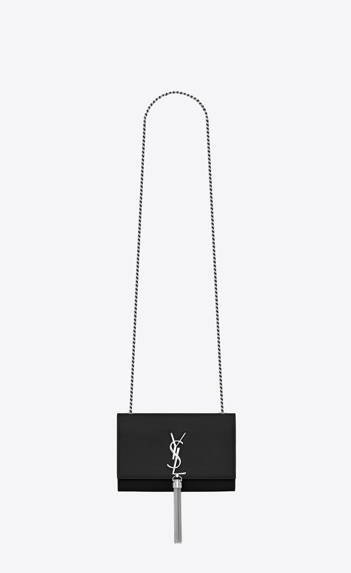 Saint Laurent Kate Small Chain Bag With Tassel In Grain De Poudre Embossed Leather – Black – 474366BOW0N1000