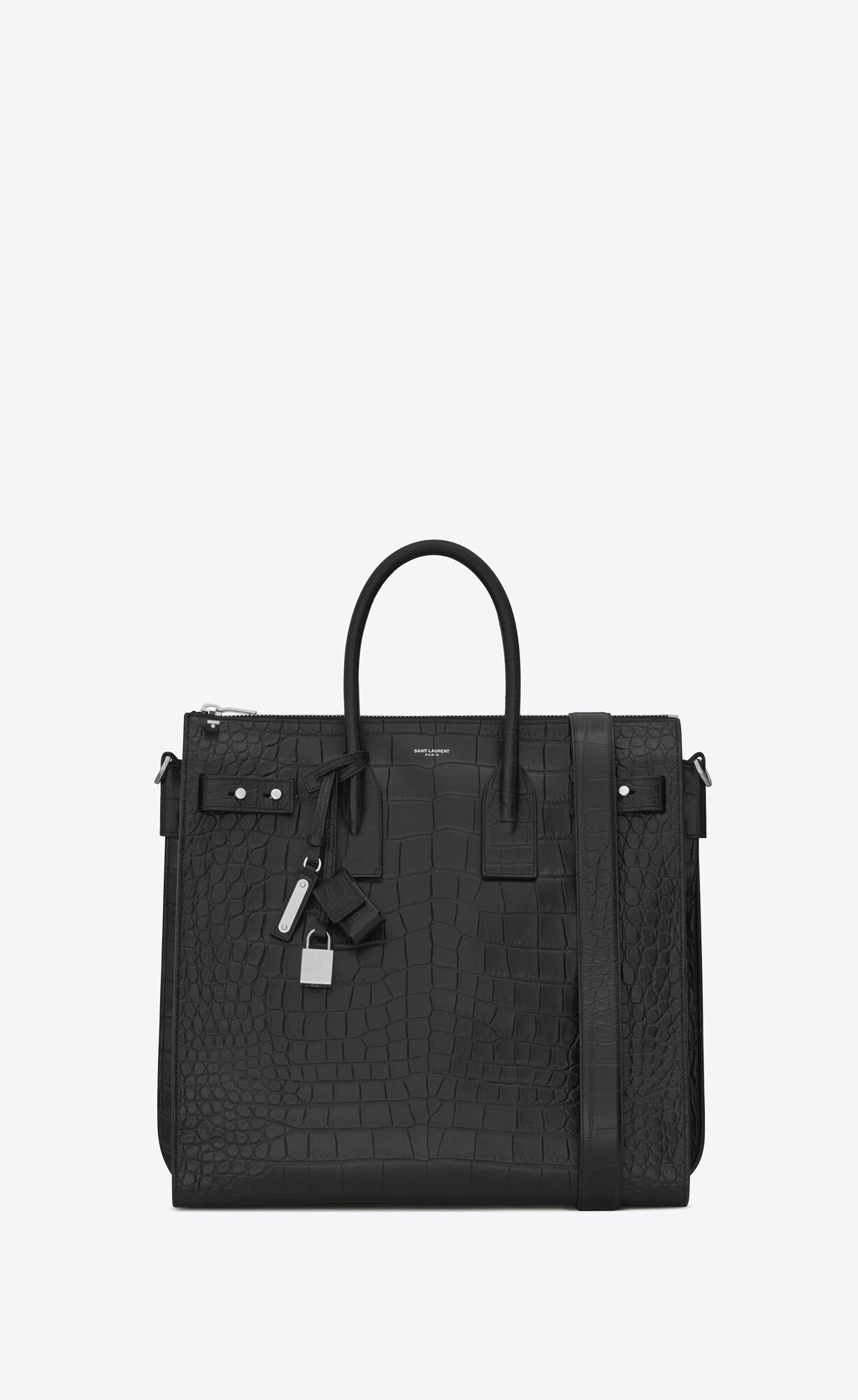 Saint Laurent Sac De Jour North/south Tote In Crocodile Embossed Leather – Black – 4805830Q50E1000