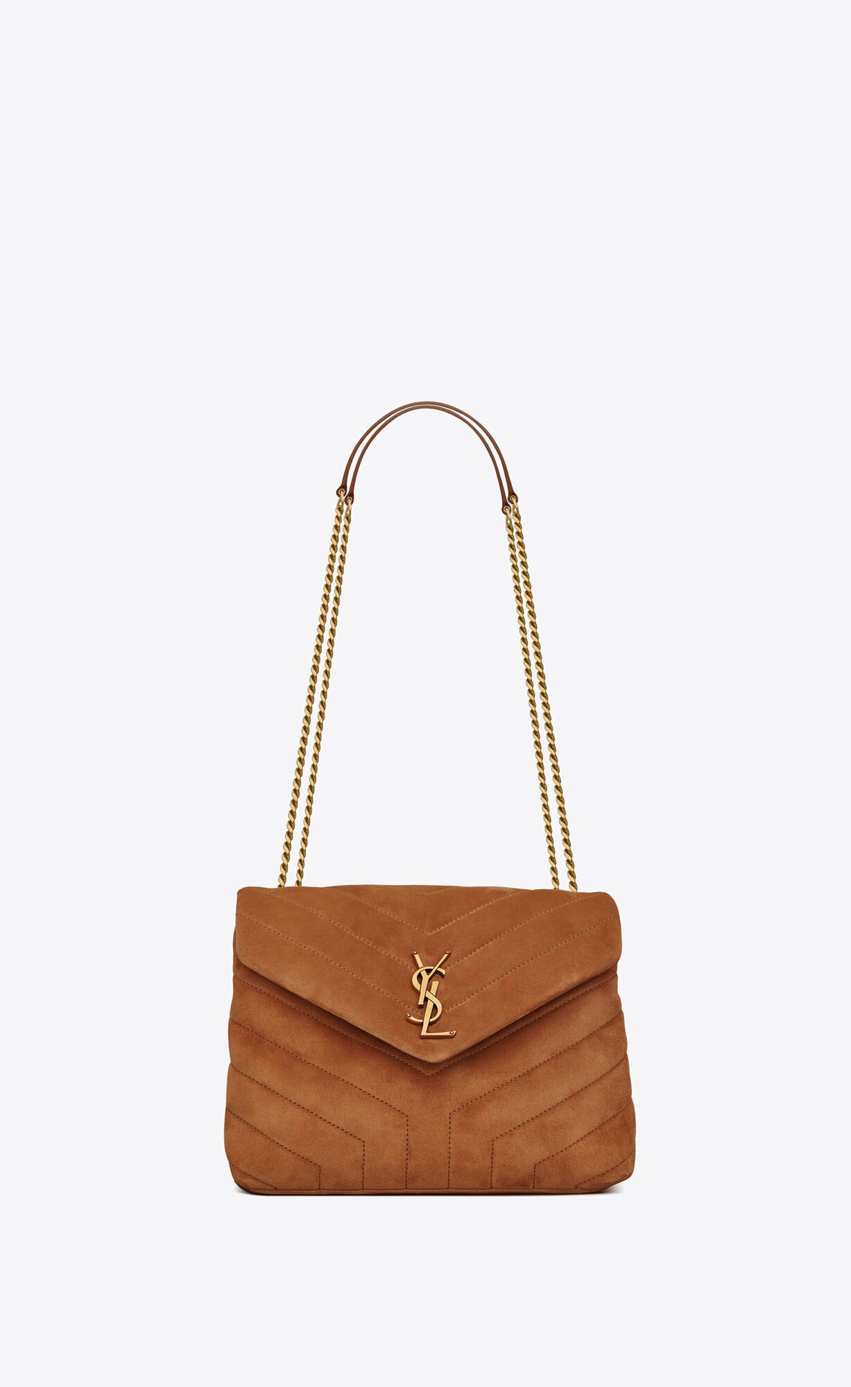 Saint Laurent Loulou Small Bag In Y-quilted Suede – Cinnamon – 4946991U8C77761