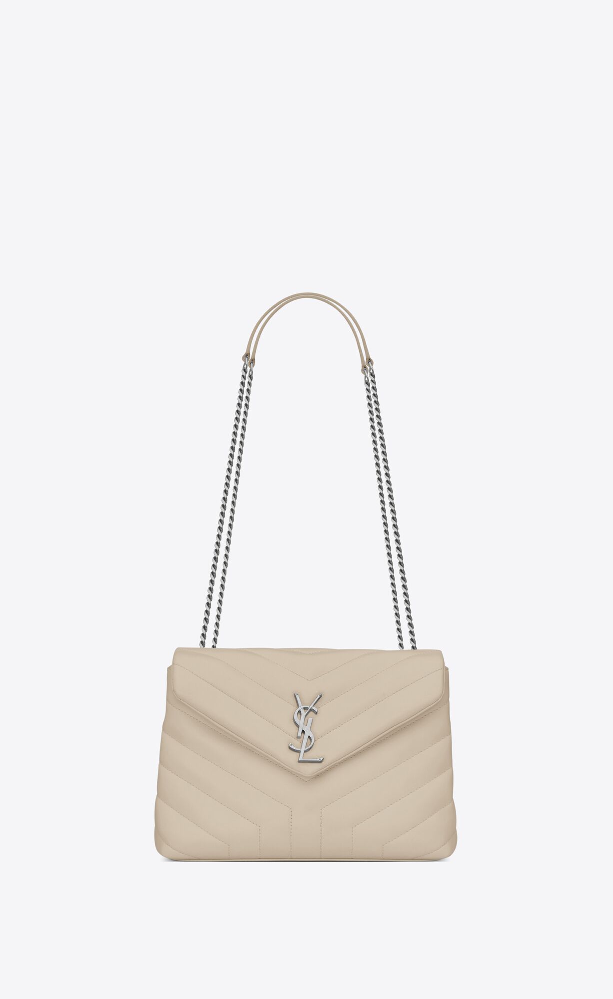 Saint Laurent Loulou Small Bag In Matelassé “y” Leather – Blanc Vintage – 494699DV7269207