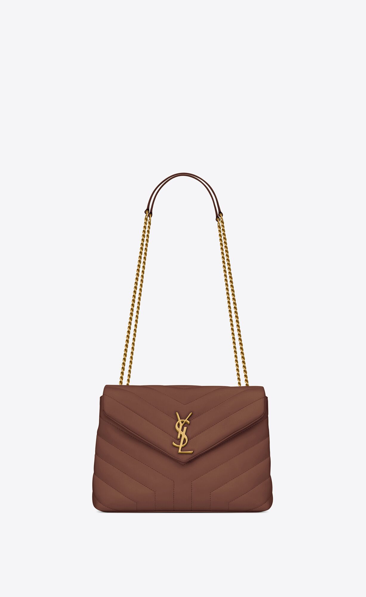Saint Laurent Loulou Small Bag In Matelassé “y” Leather – Brownie – 494699DV7272131