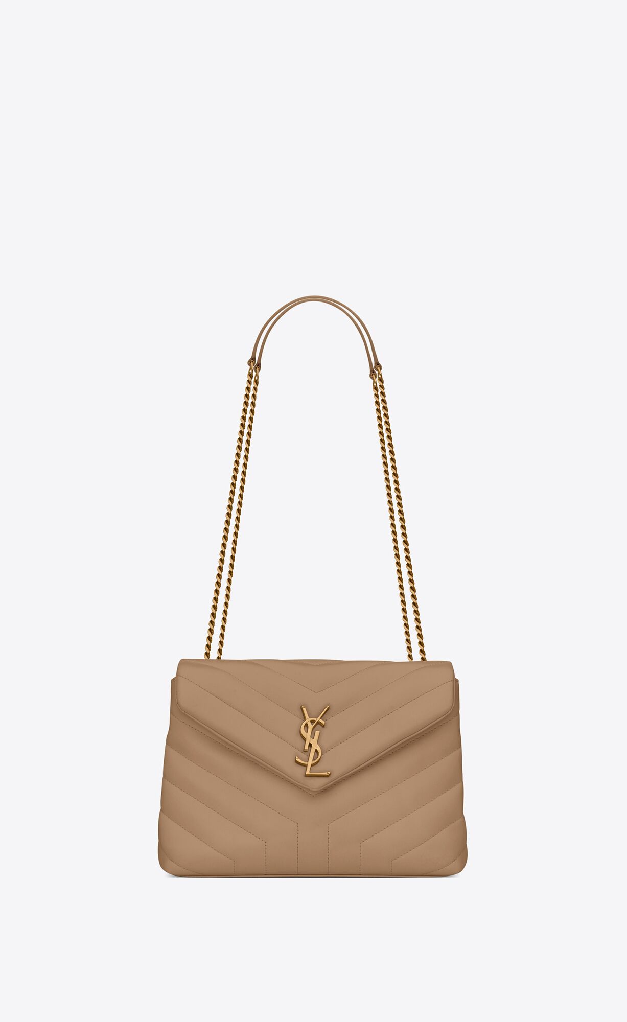 Saint Laurent Loulou Small Bag In Matelassé “y” Leather – Taupe – 494699DV7272346