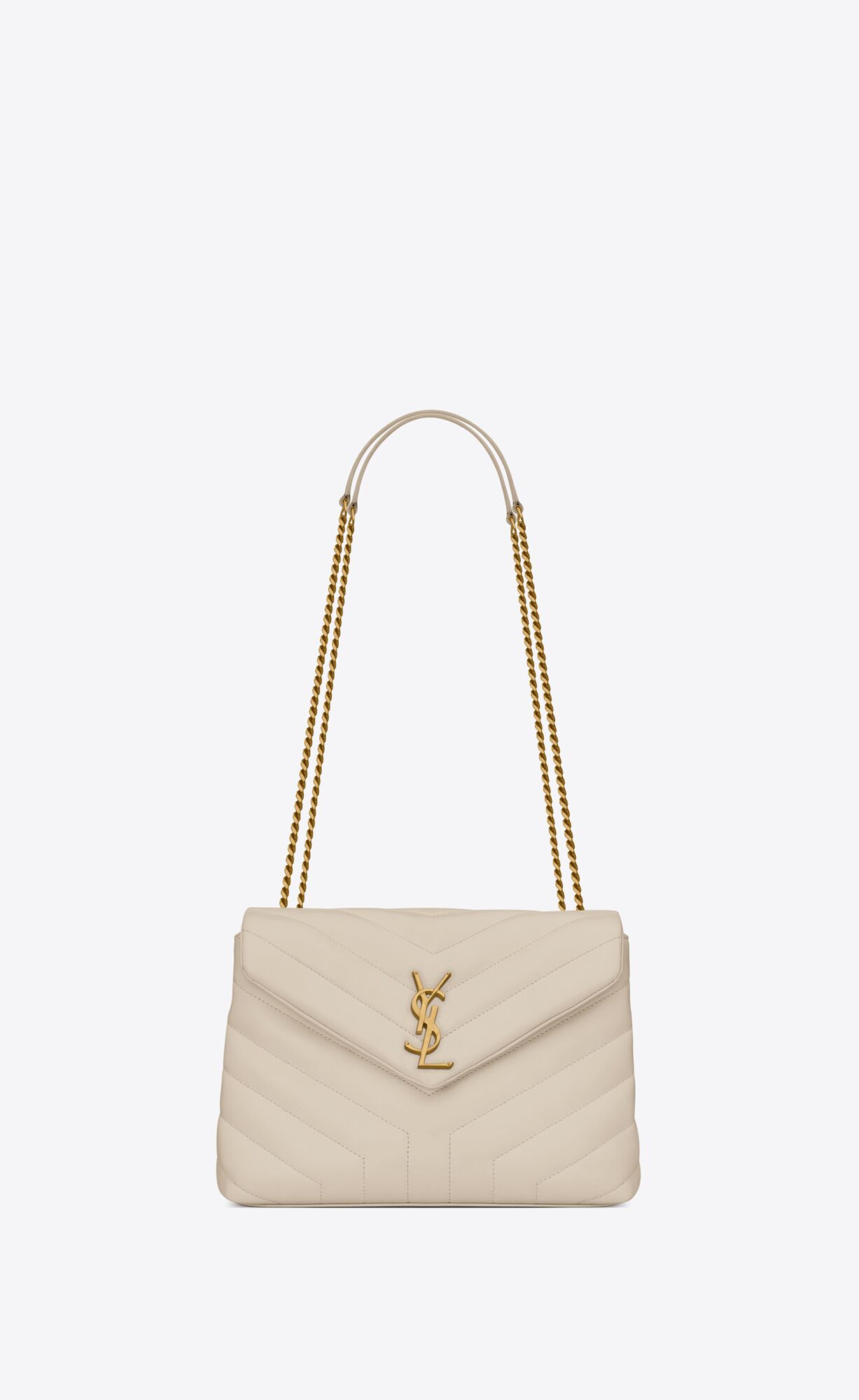 Saint Laurent Loulou Small Bag In Matelassé “y” Leather – Blanc Vintage – 494699DV7279207