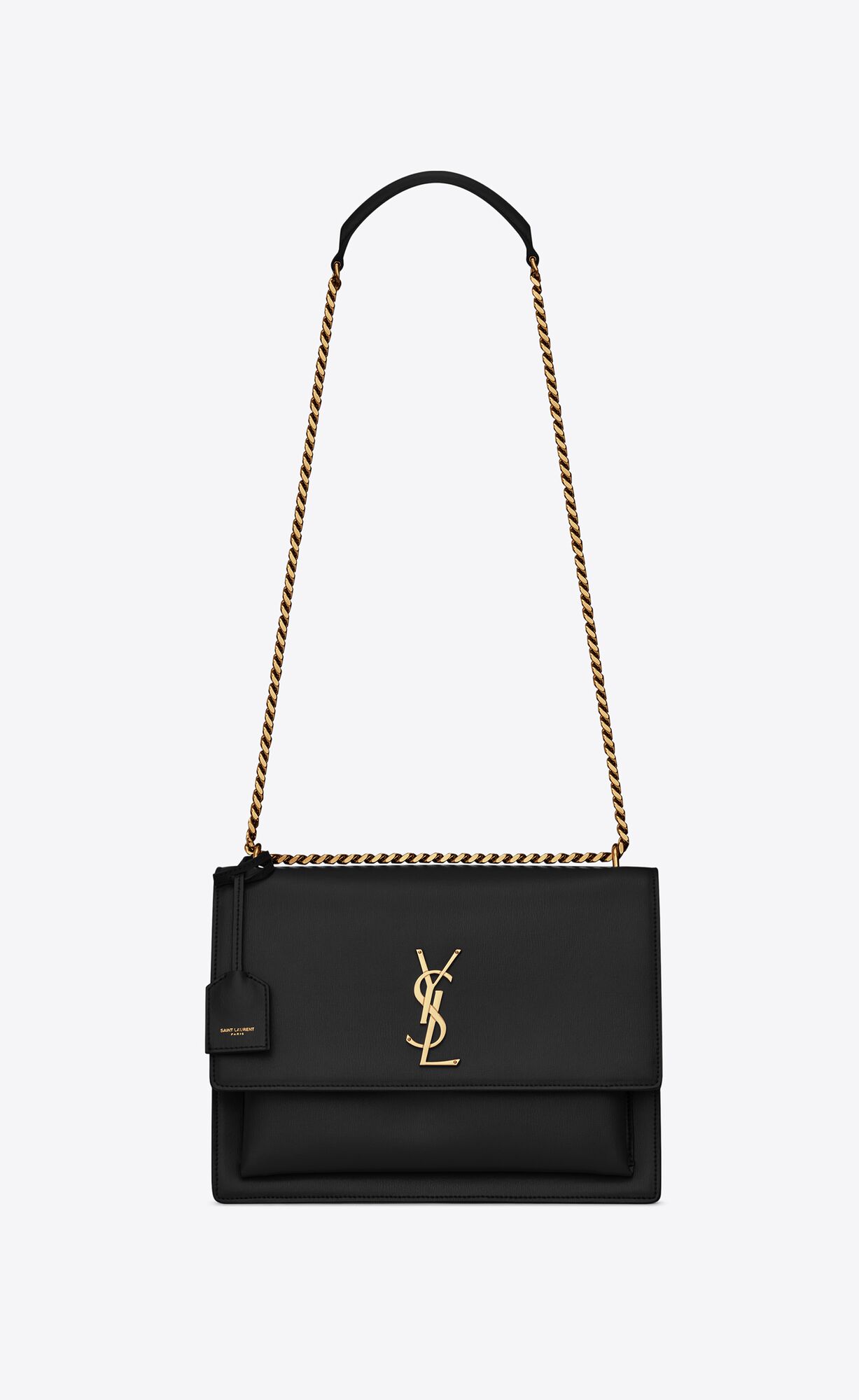 Saint Laurent Sunset Large Chain Bag In Smooth Leather – Noir – 498779D420W1000