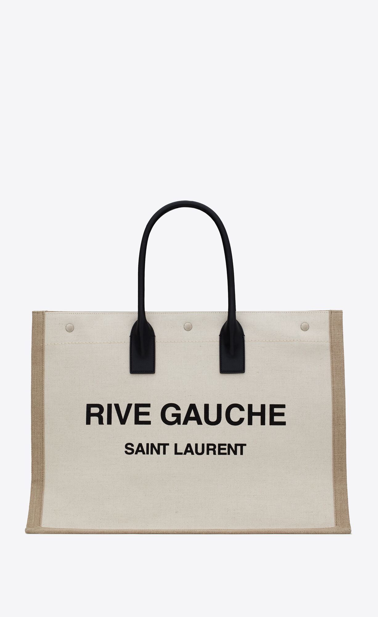 Saint Laurent Rive Gauche Tote Bag In Linen And Leather – White Linen – 499290FAABR9054