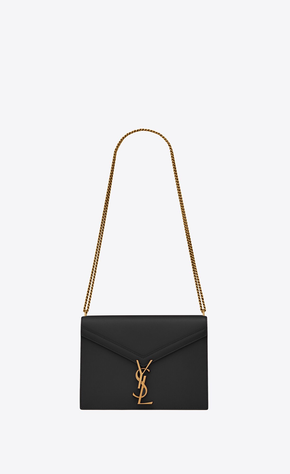 Saint Laurent Cassandra Medium Chain Bag In Grain De Poudre Embossed Leather – Black – 532750BOW0W1000