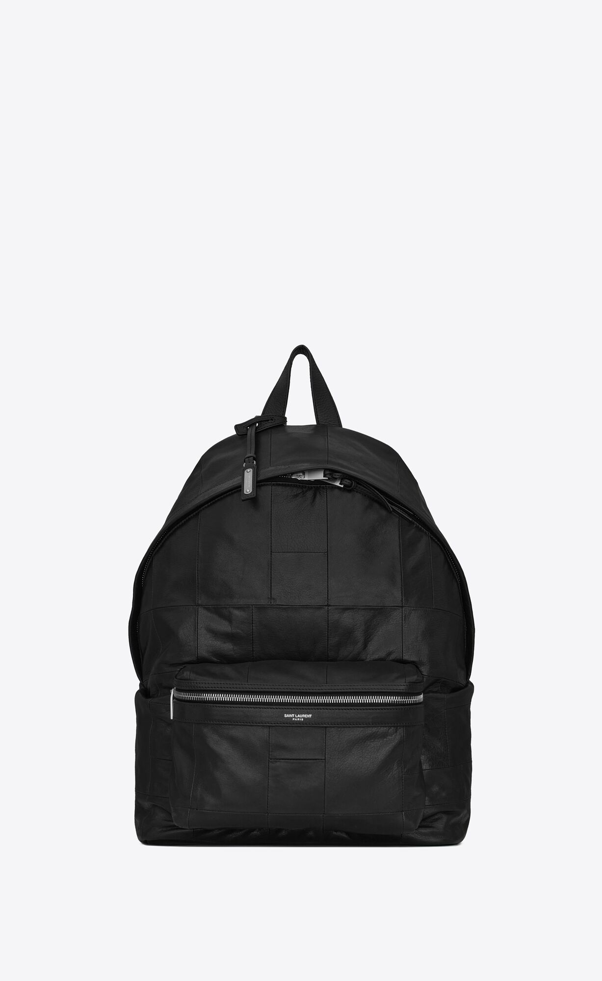 Saint Laurent Saint Laurent City Backpack In Square Patchwork Shiny Leather – Black – 53496824J2F1000
