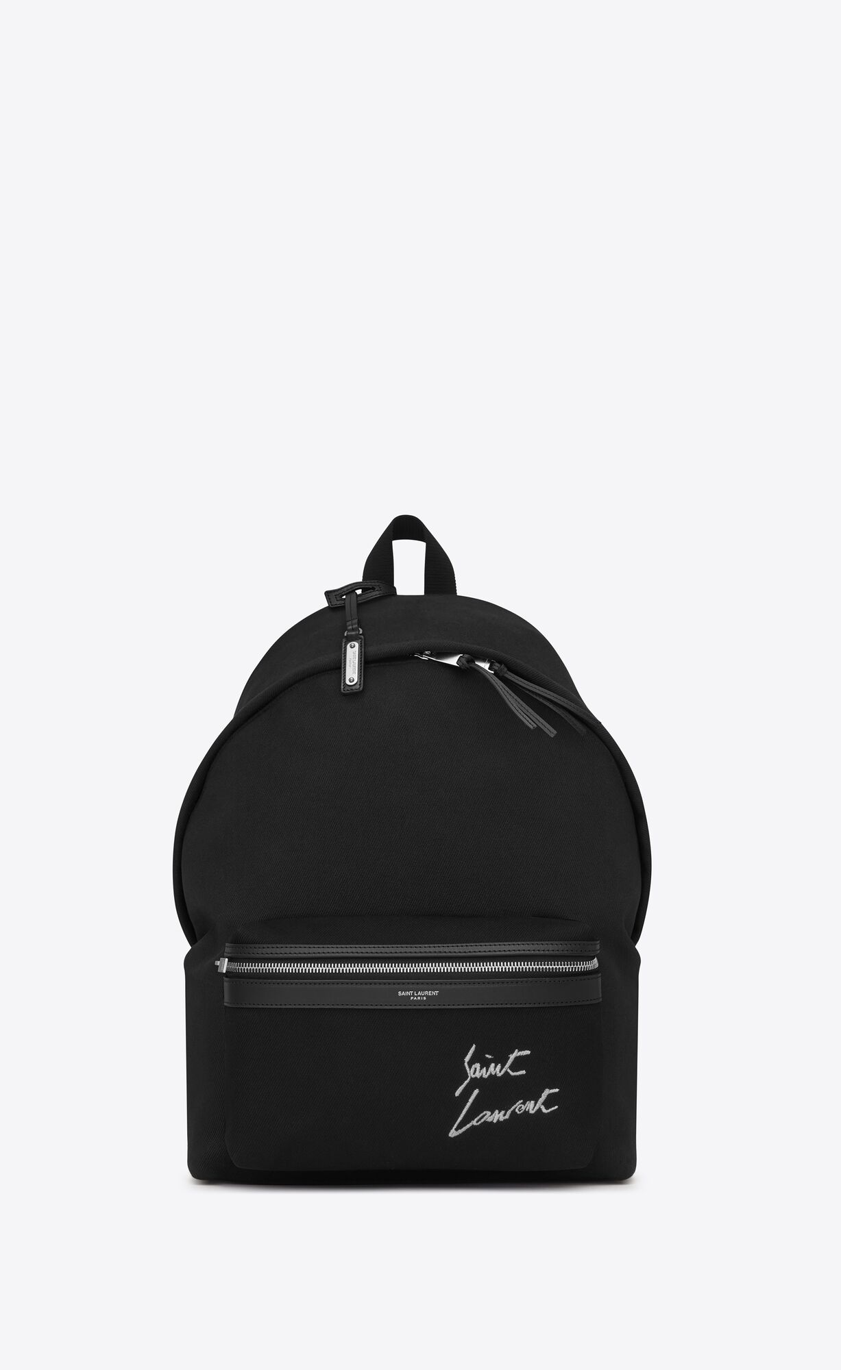 Saint Laurent Saint Laurent Embroidered City Backpack In Canvas – Black And White – 534968GKQN61070