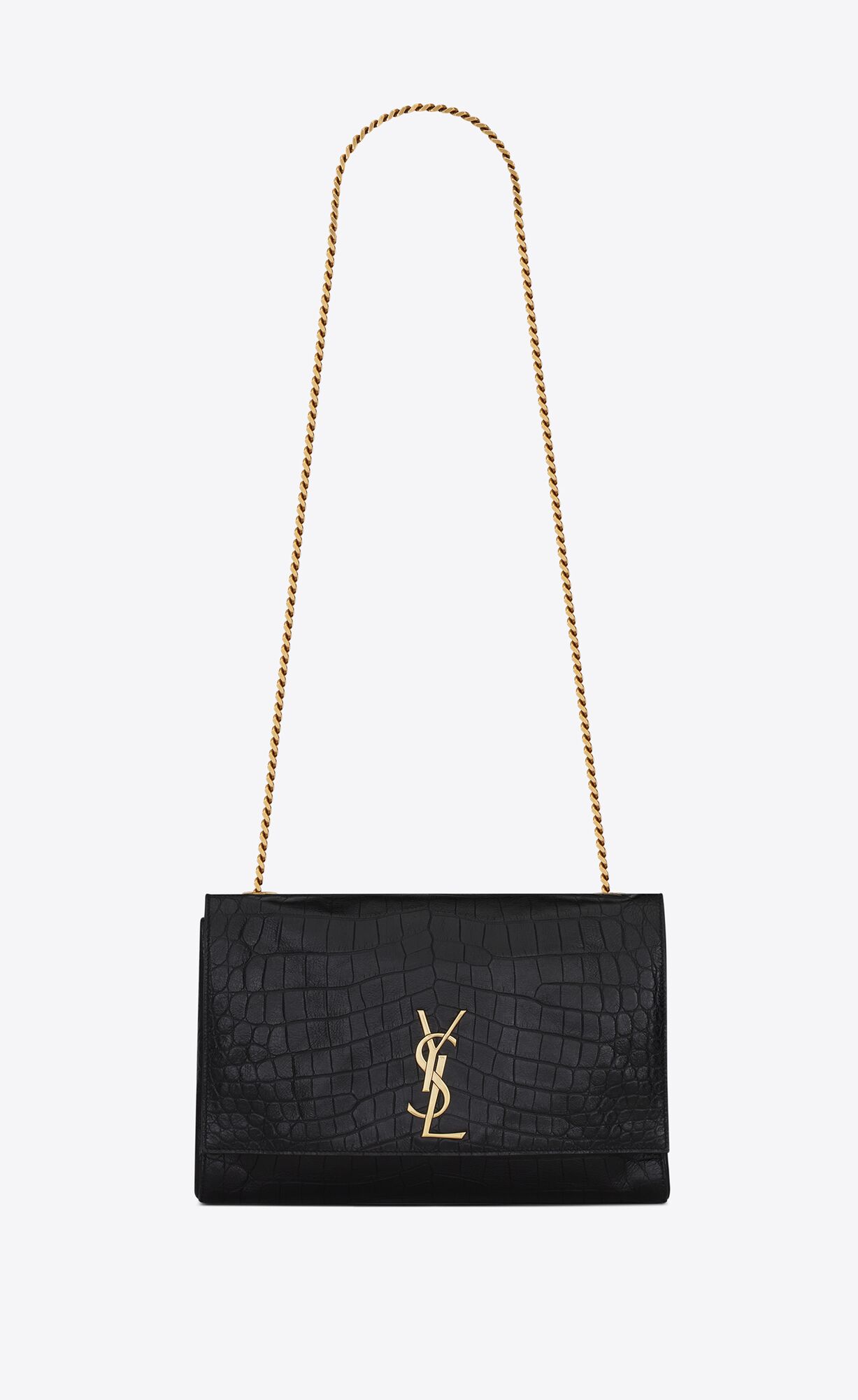 Saint Laurent Kate Medium Reversible In Suede And Crocodile-embossed Leather – Military Taupe – 55380424O1W1062