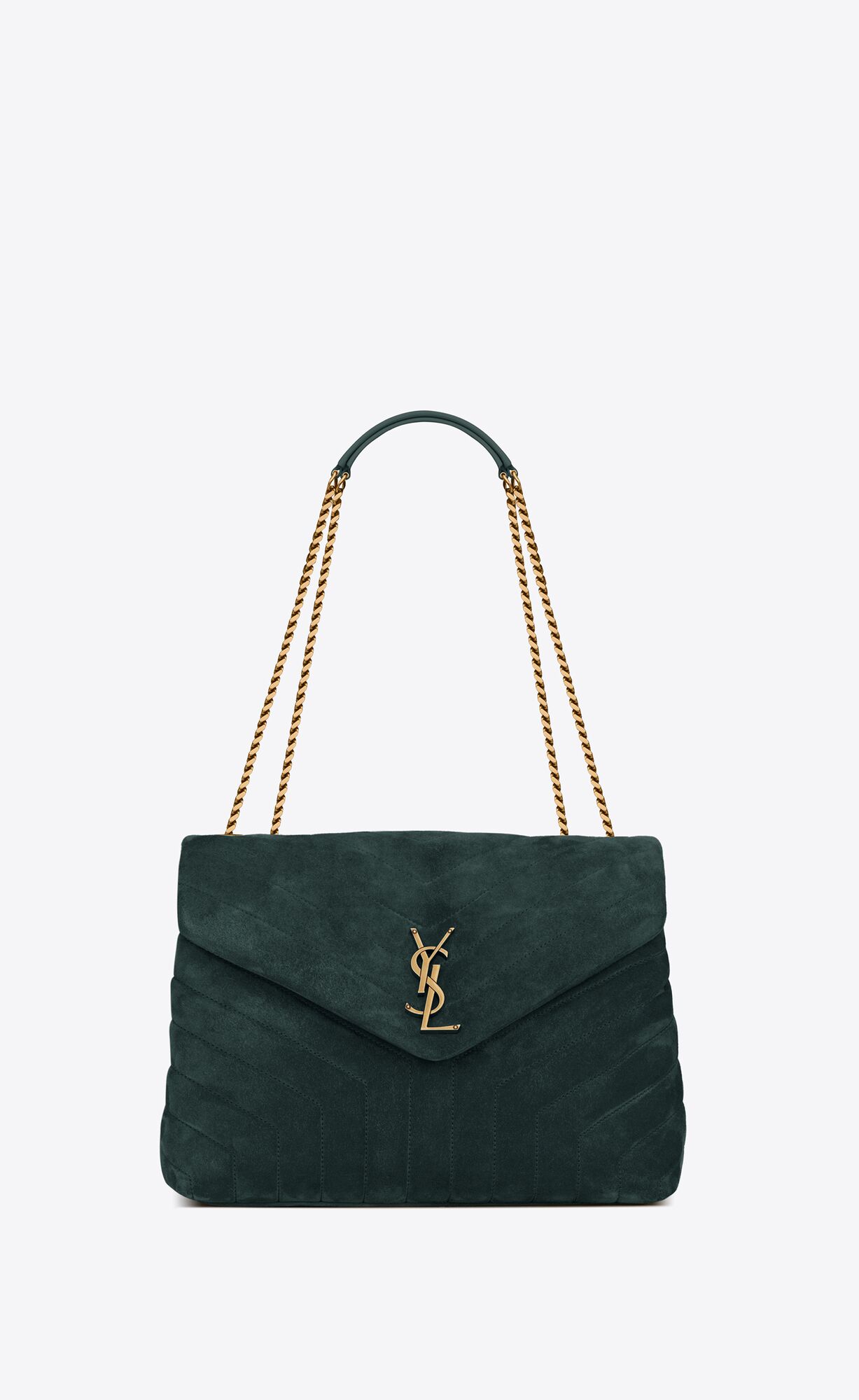 Saint Laurent Loulou Medium Bag In Y-quilted Suede – Algae – 5749461U8674458