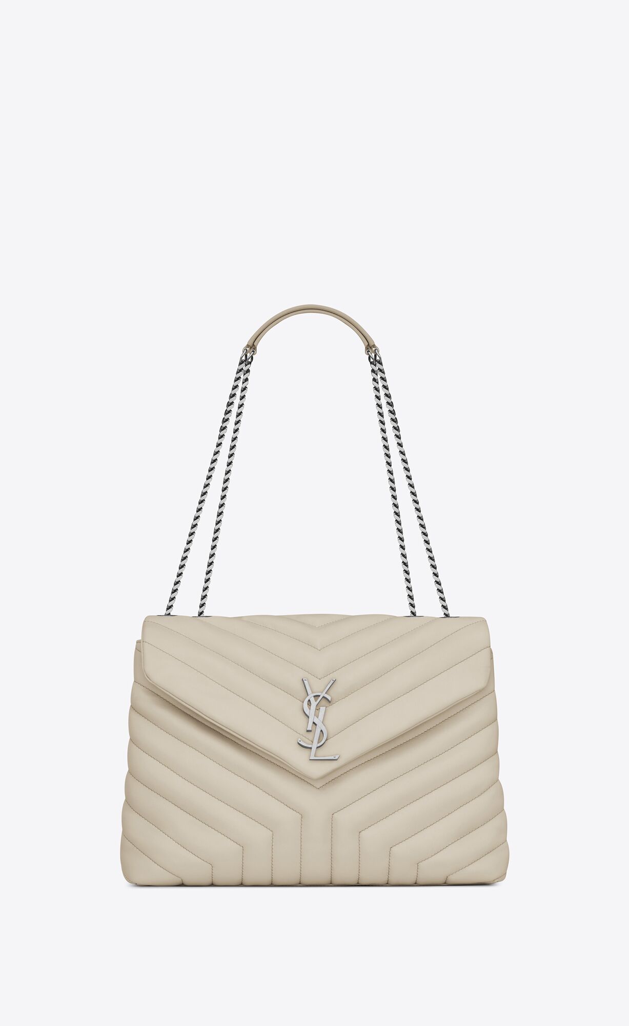 Saint Laurent Loulou Medium Bag In Matelassé “y” Leather – Blanc Vintage – 574946DV7269207