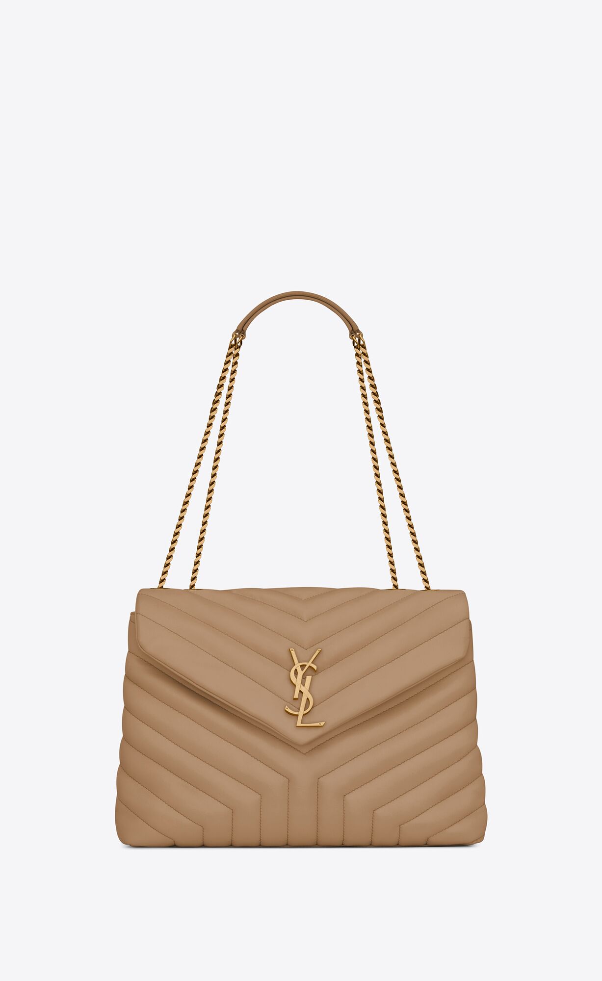 Saint Laurent Loulou Medium Bag In Matelassé “y” Leather – Taupe – 574946DV7272346