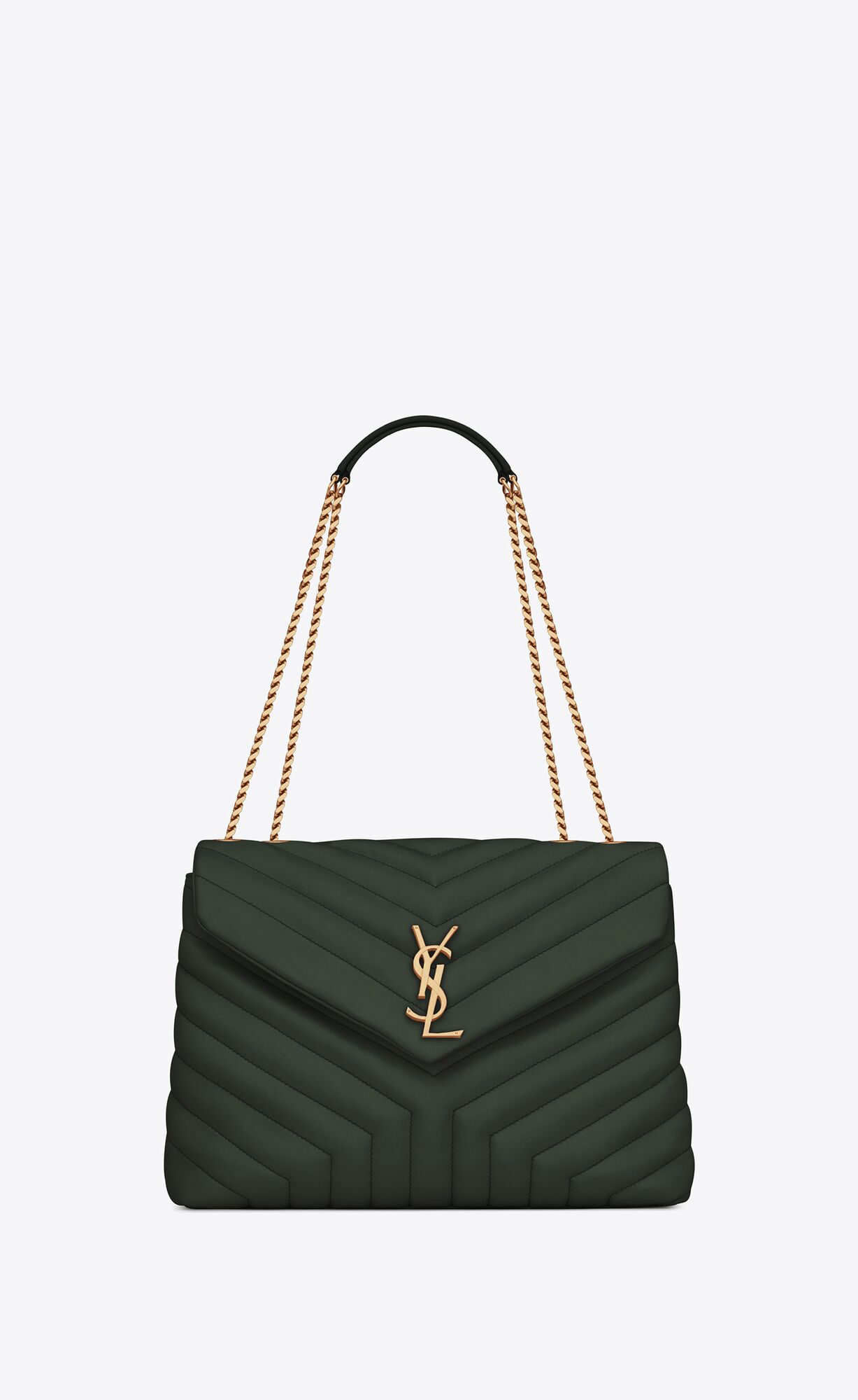 Saint Laurent Loulou Medium Bag In Matelassé “y” Leather – Vert FoncÉ – 574946DV7273045