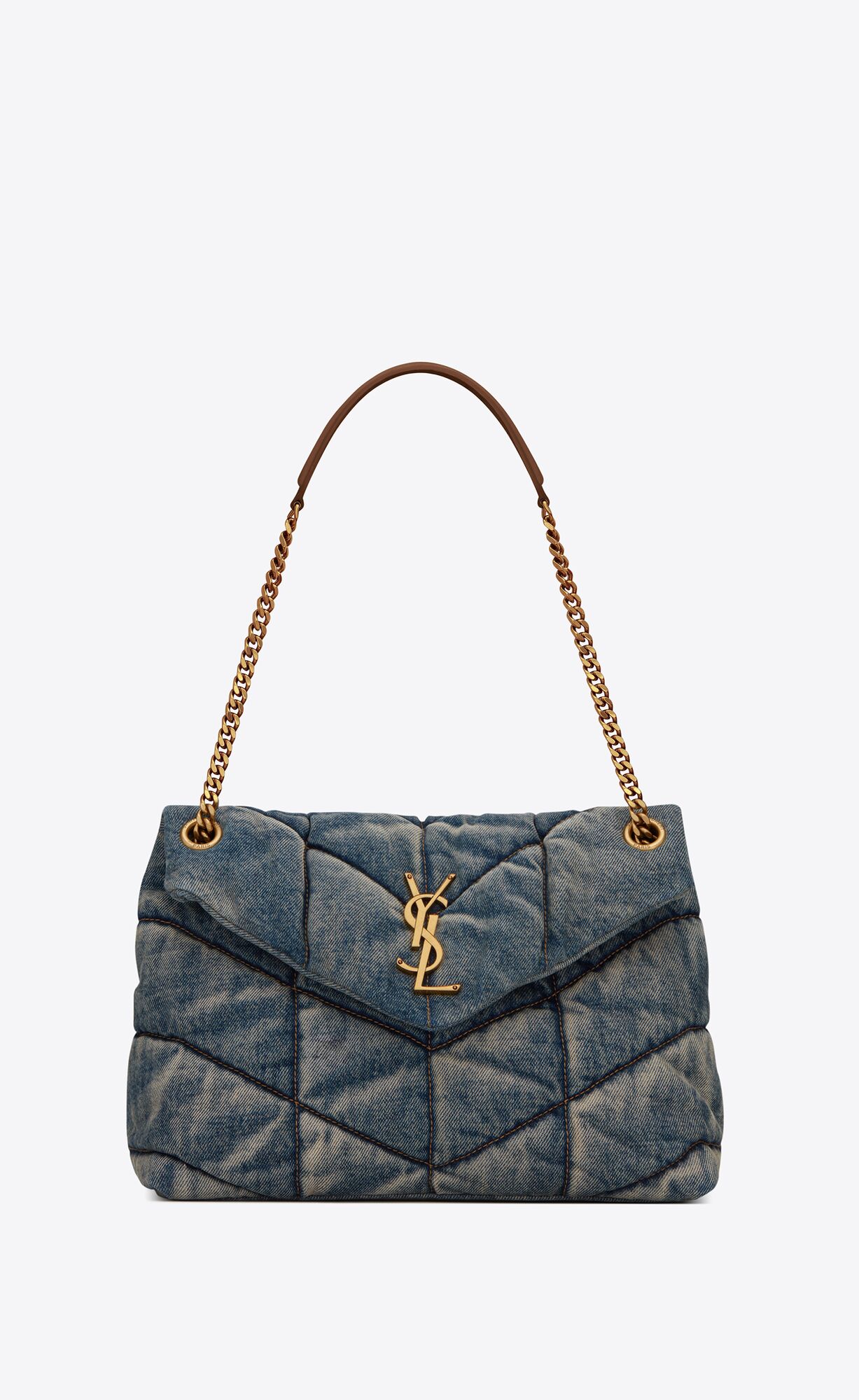 Saint Laurent Puffer Medium Bag In Quilted Vintage Denim And Suede – Rodeo Blue – 5774752PT674575