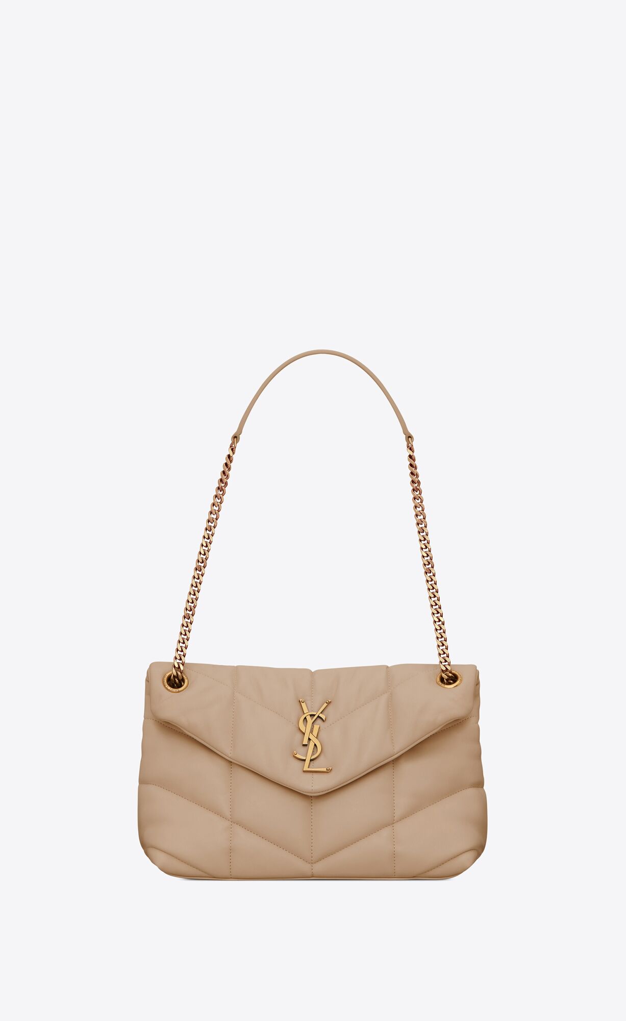 Saint Laurent Puffer Small Bag In Quilted Lambskin – Dark Beige – 5774761EL072721