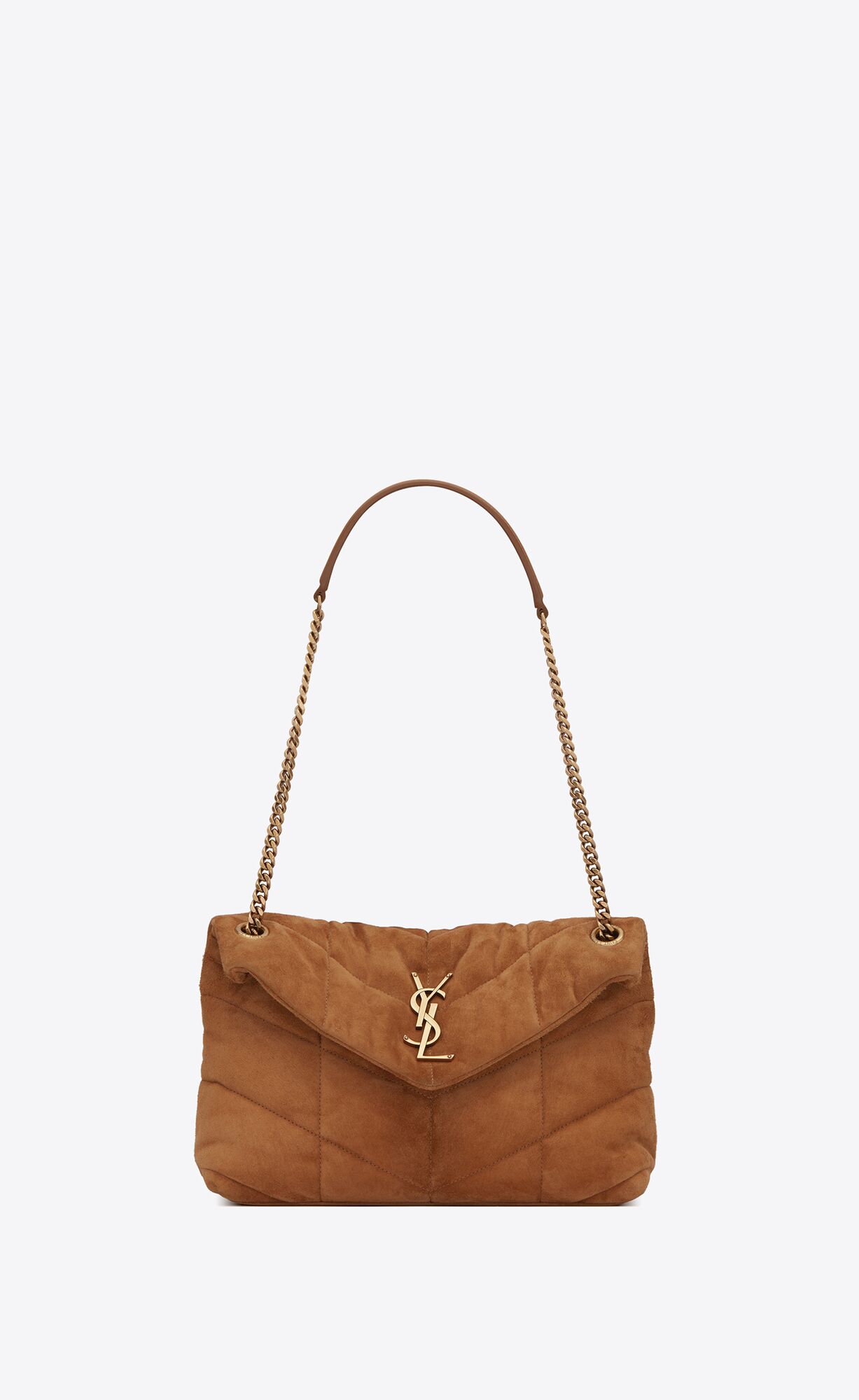 Saint Laurent Puffer Small Bag In Quilted Suede – Cinnamon – 5774761U8377761