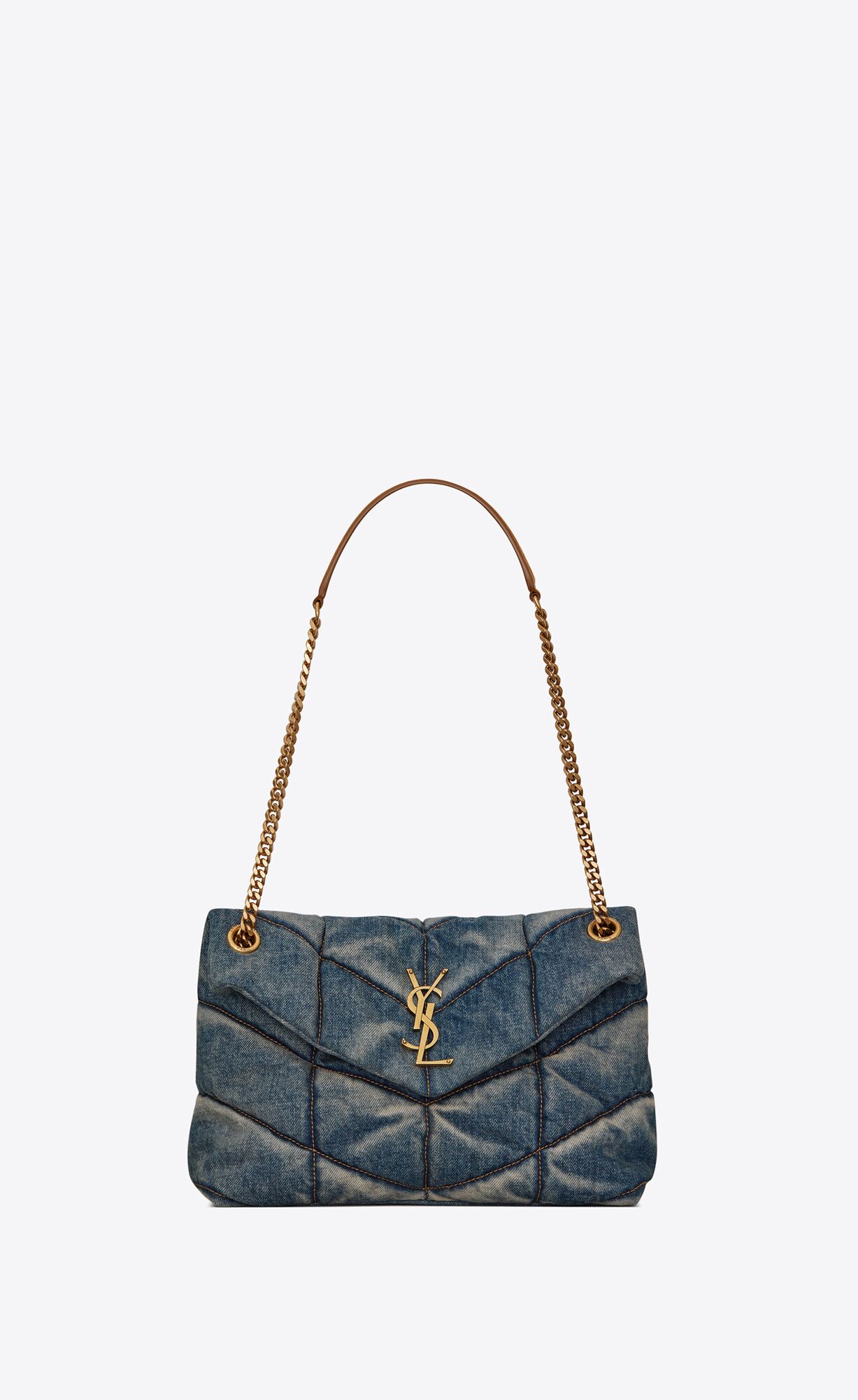 Saint Laurent Puffer Small Bag In Quilted Vintage Denim And Suede – Rodeo Blue – 5774762PT674575