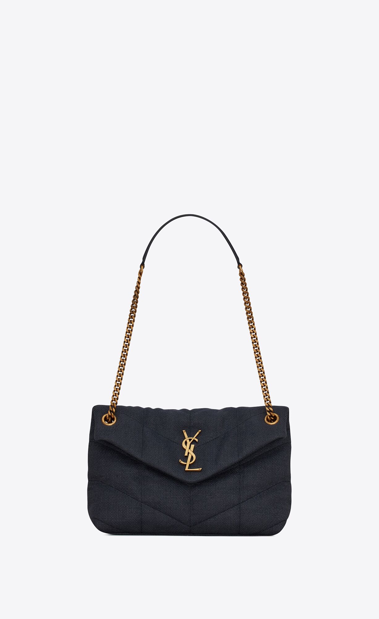Saint Laurent Puffer Small Bag In Canvas And Smooth Leather – Marine – 577476FAACV4147