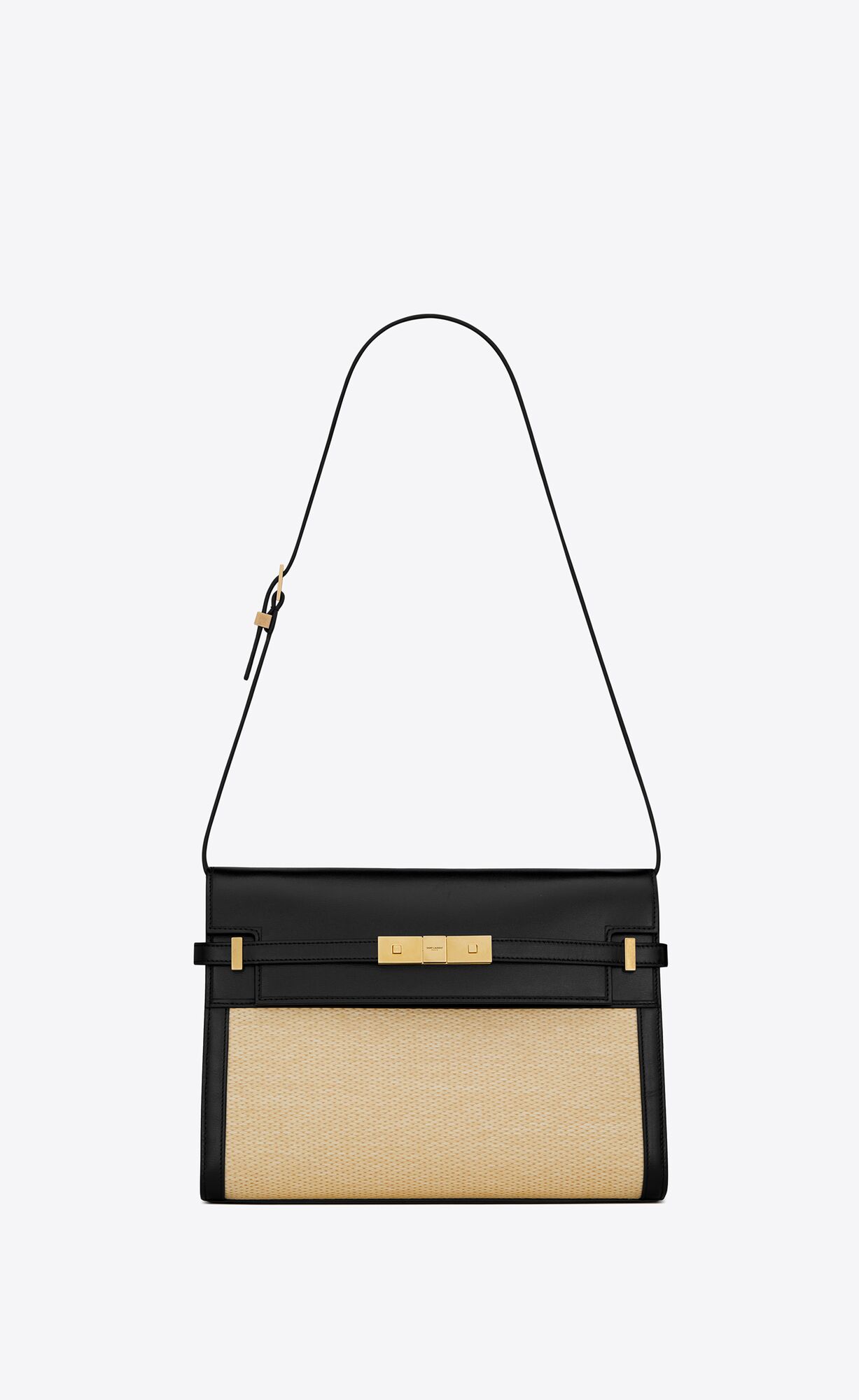 Saint Laurent Manhattan Shoulder Bag In Raffia And Smooth Leather – Beige – 57927124Z1W9760